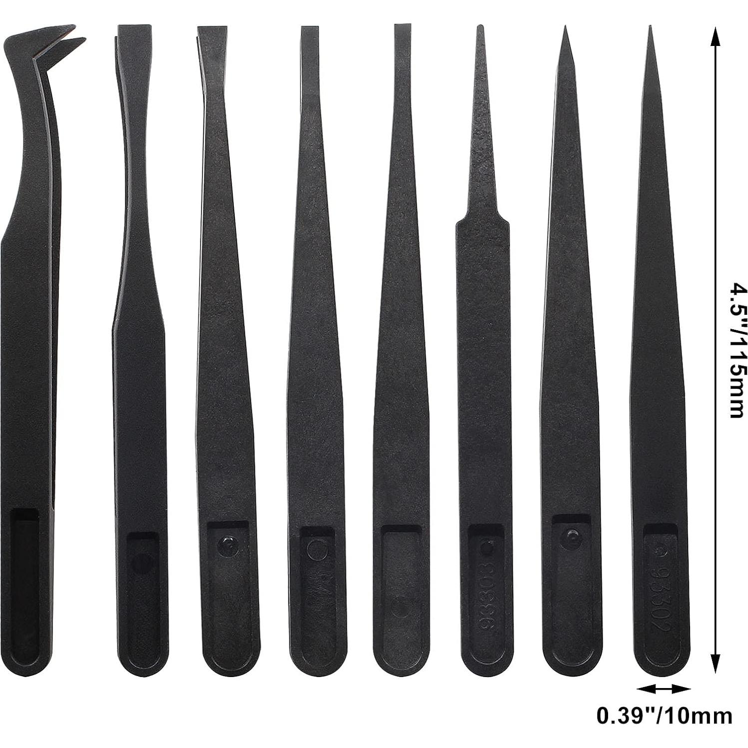 Juego de Pinzas de Plástico Antiestáticas Bonsicoky 8 Piezas 115mm