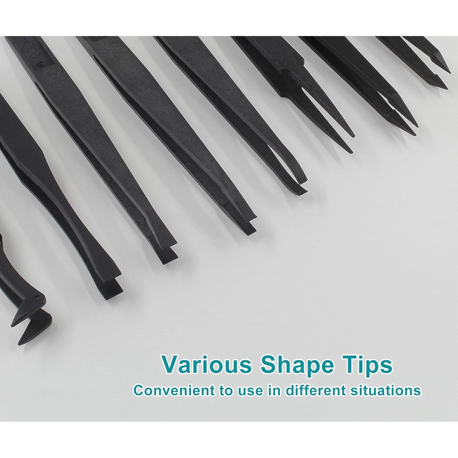 Juego de Pinzas de Plástico Antiestáticas Bonsicoky 8 Piezas 115mm