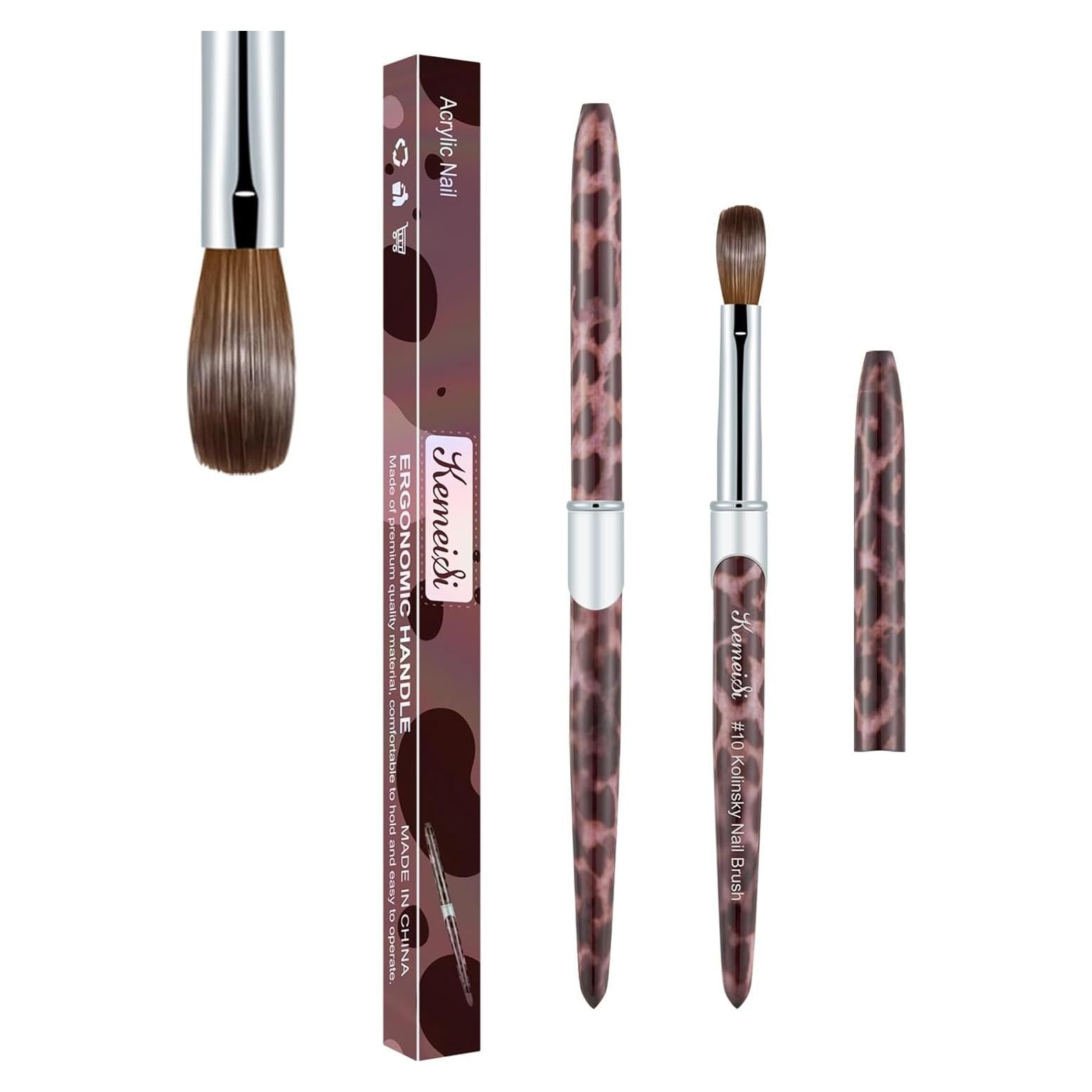 Pincel de Uñas Acrílico KEMEISI #10 Kolinsky para Manicura