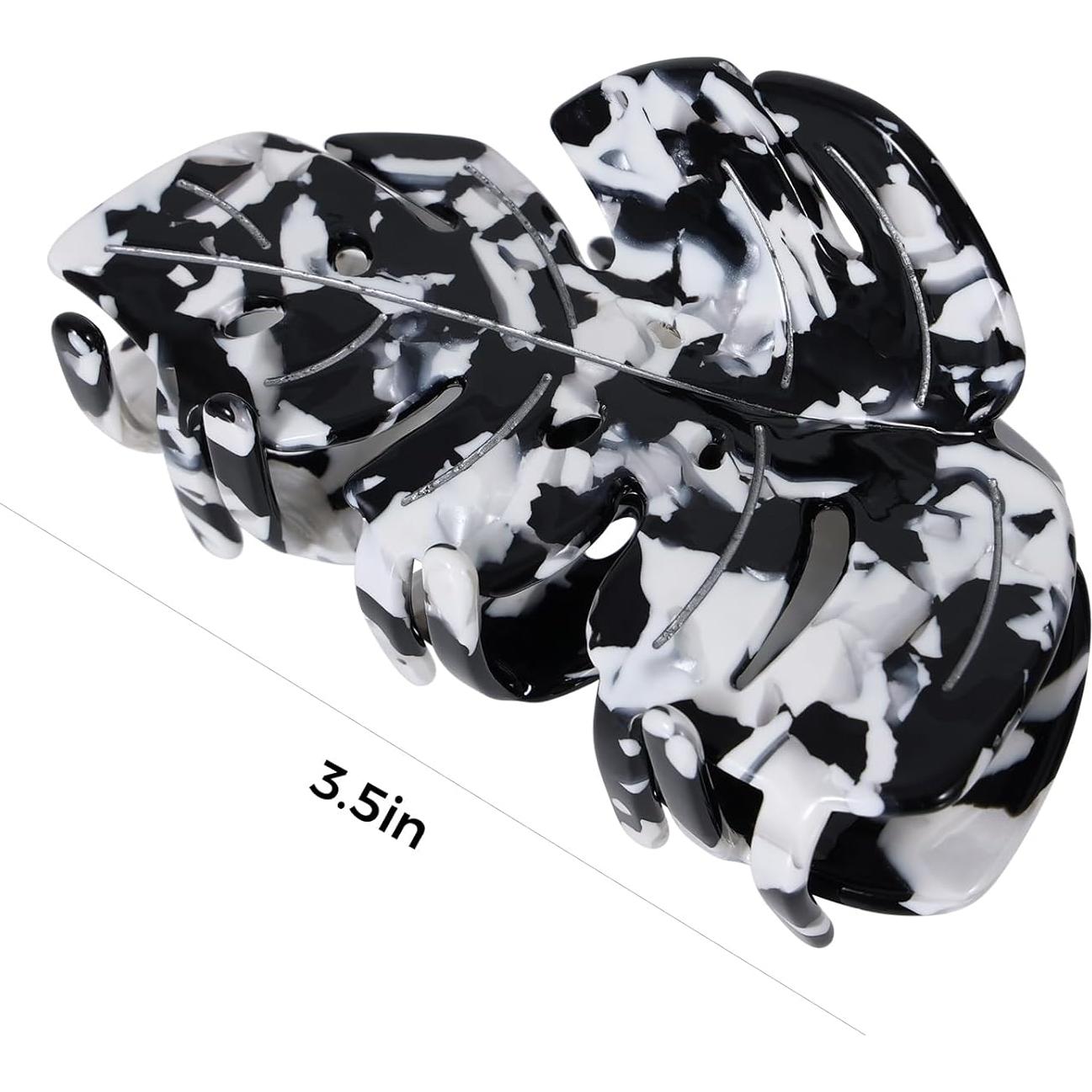 Clip de Pelo Hoja SUPCLIPS Blanco y Negro 8.89 cm Acetato