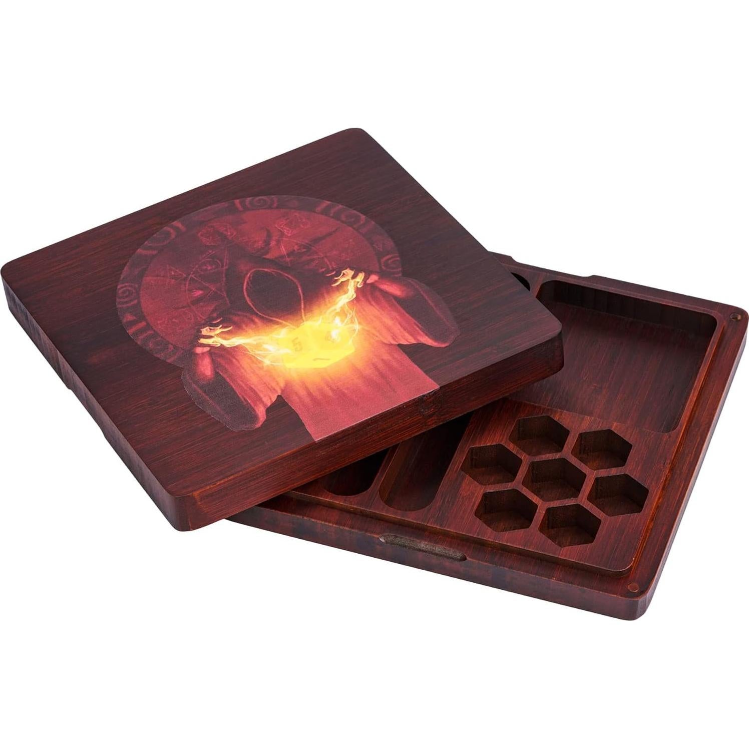 UDIXI Caja de Dados de Bambú 6 Compartimentos RPG Mago