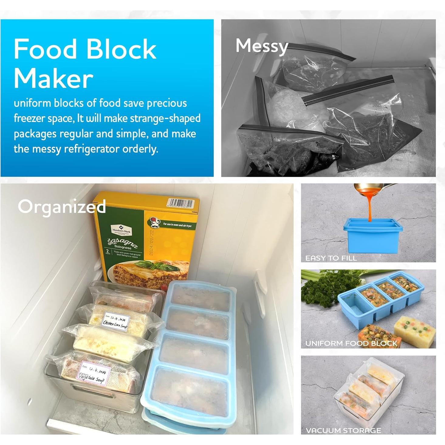 Bandejas de congelador de silicona ZIP STANDING 1 taza - 2 pack