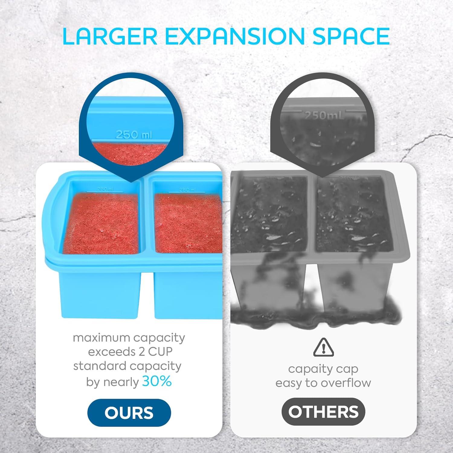 Bandejas de congelador de silicona ZIP STANDING 1 taza - 2 pack