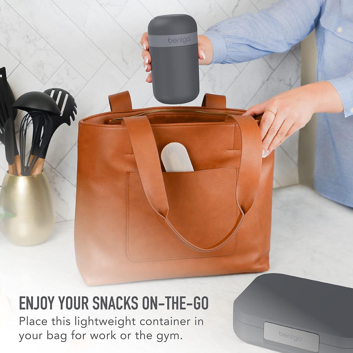 Taza de Snack Bentgo Gris Oscuro - 2.5 Tazas, A Prueba de Fugas