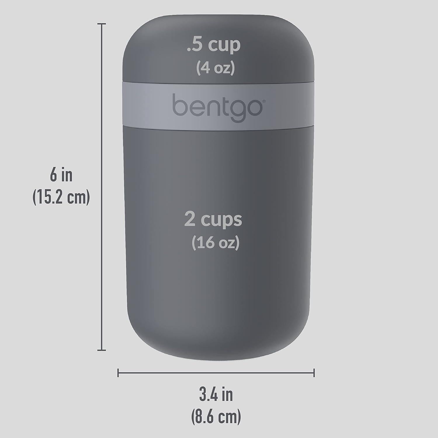Taza de Snack Bentgo Gris Oscuro - 2.5 Tazas, A Prueba de Fugas