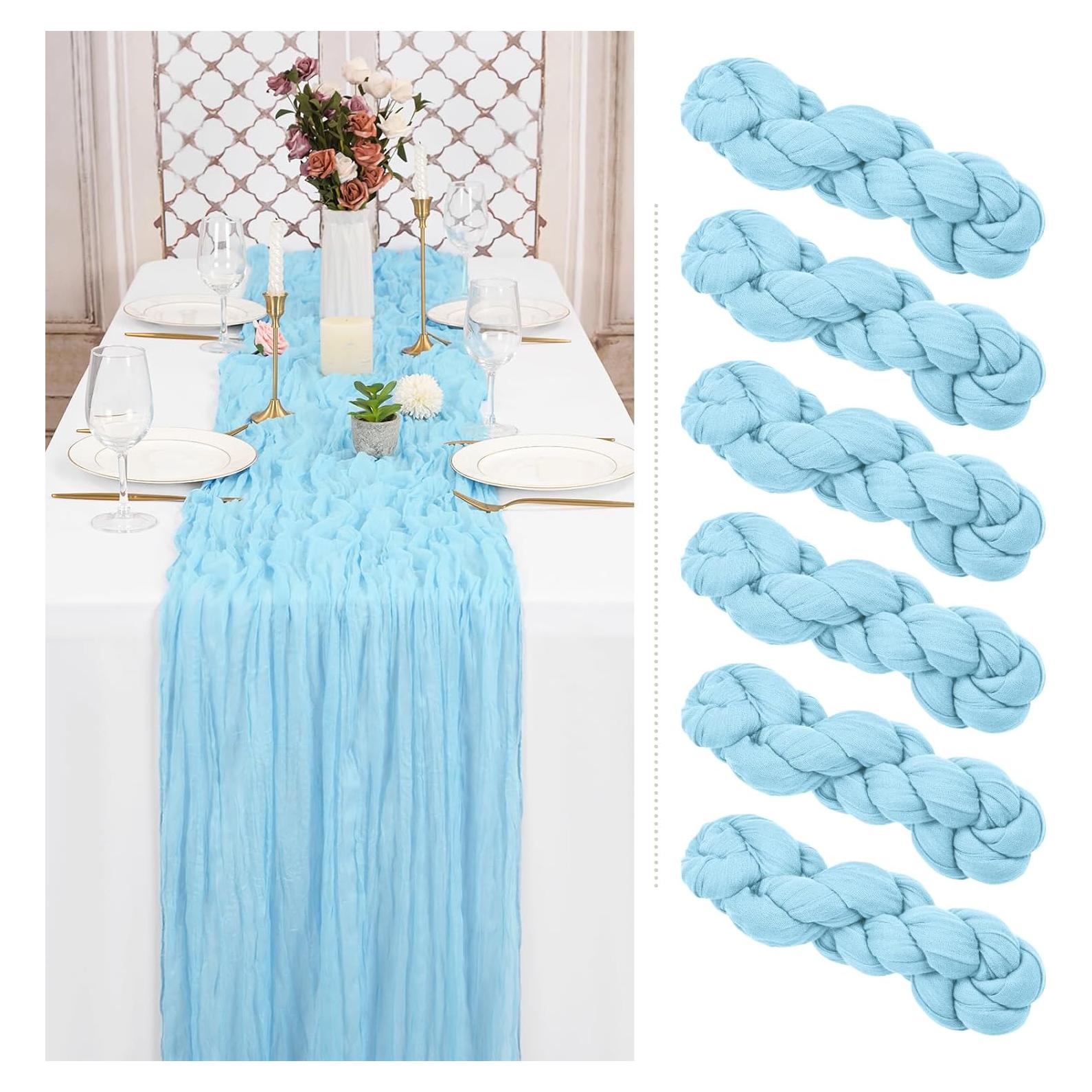 Paquete de 6 Caminos de Mesa de Gasa Azul Bebé 89x305 cm