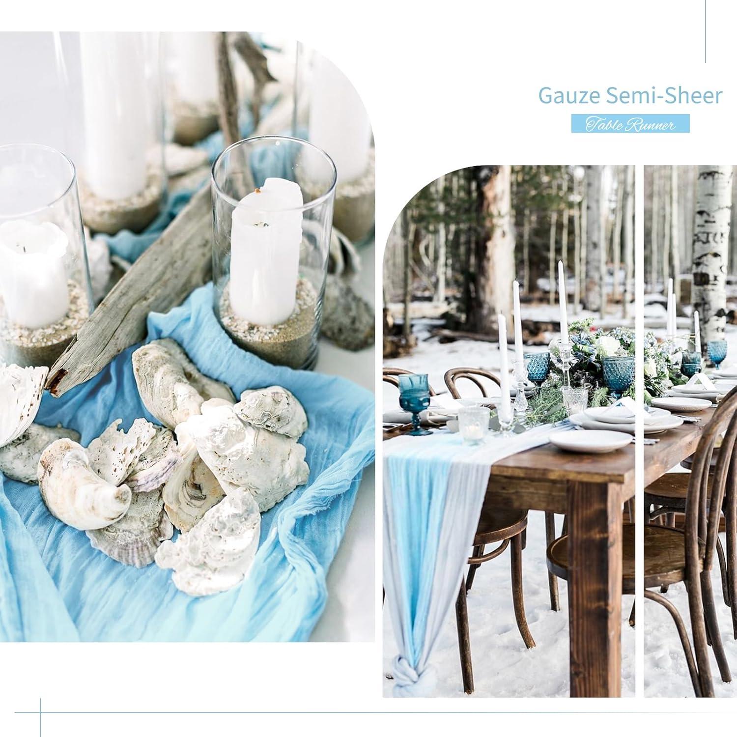 Paquete de 6 Caminos de Mesa de Gasa Azul Bebé 89x305 cm