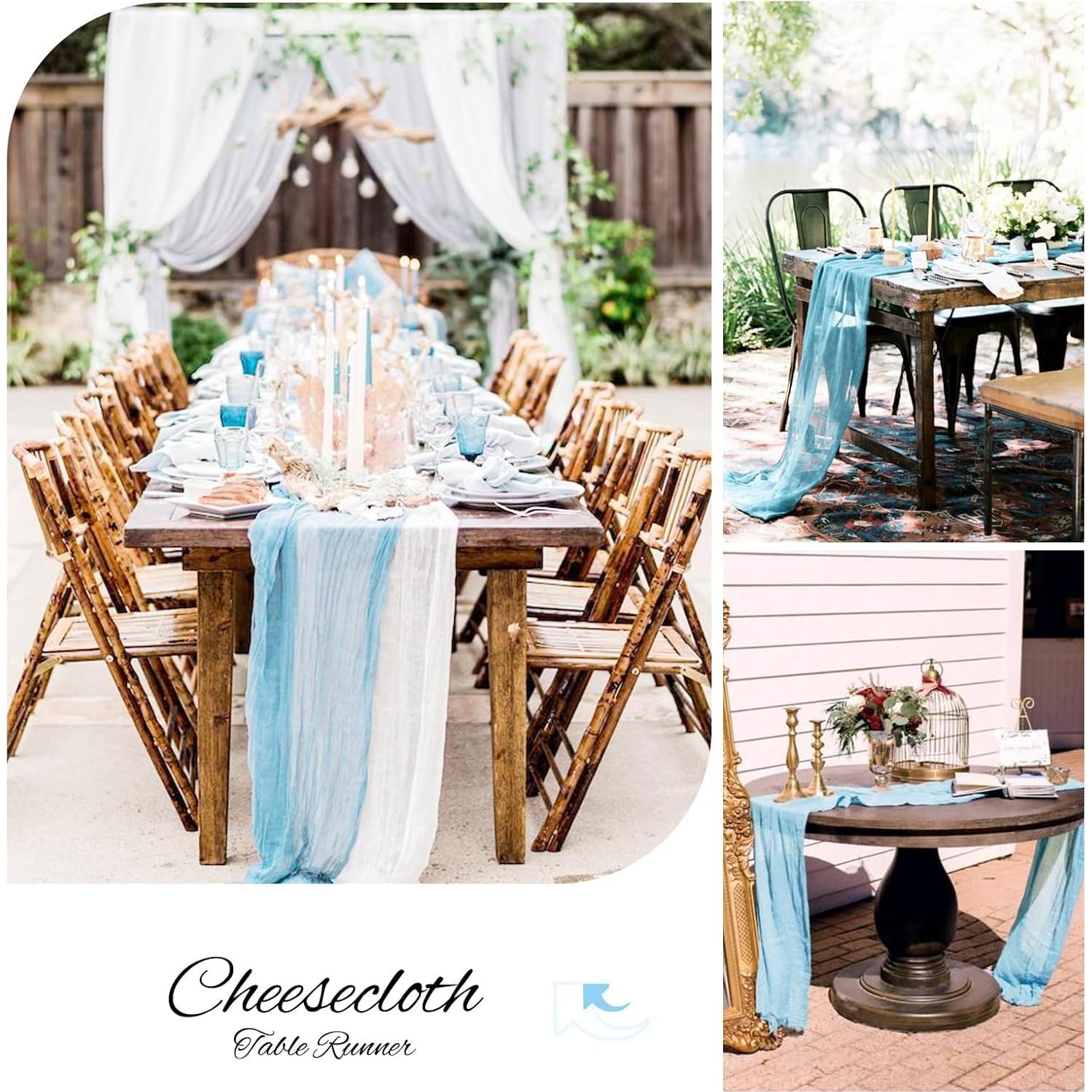 Paquete de 6 Caminos de Mesa de Gasa Azul Bebé 89x305 cm