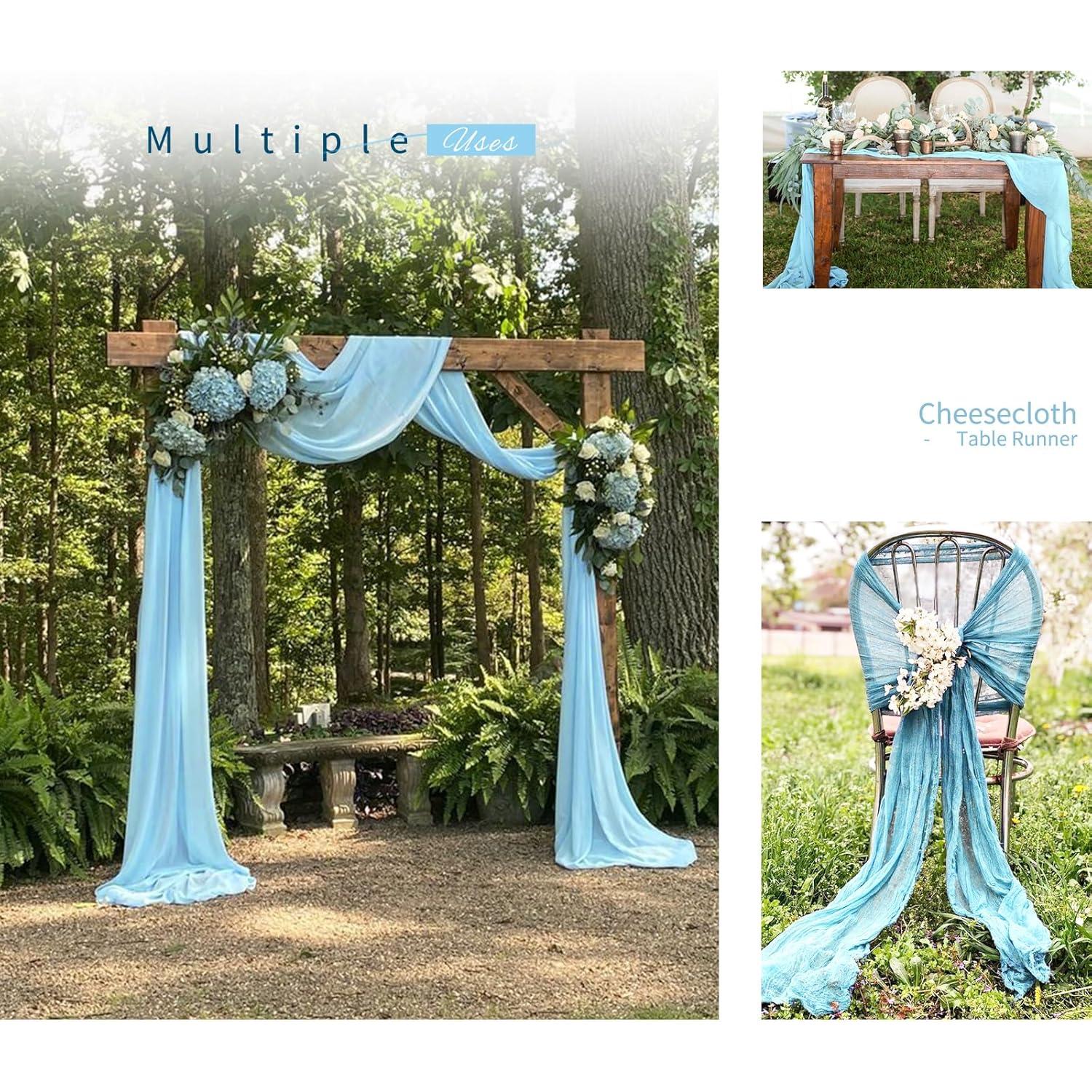 Paquete de 6 Caminos de Mesa de Gasa Azul Bebé 89x305 cm