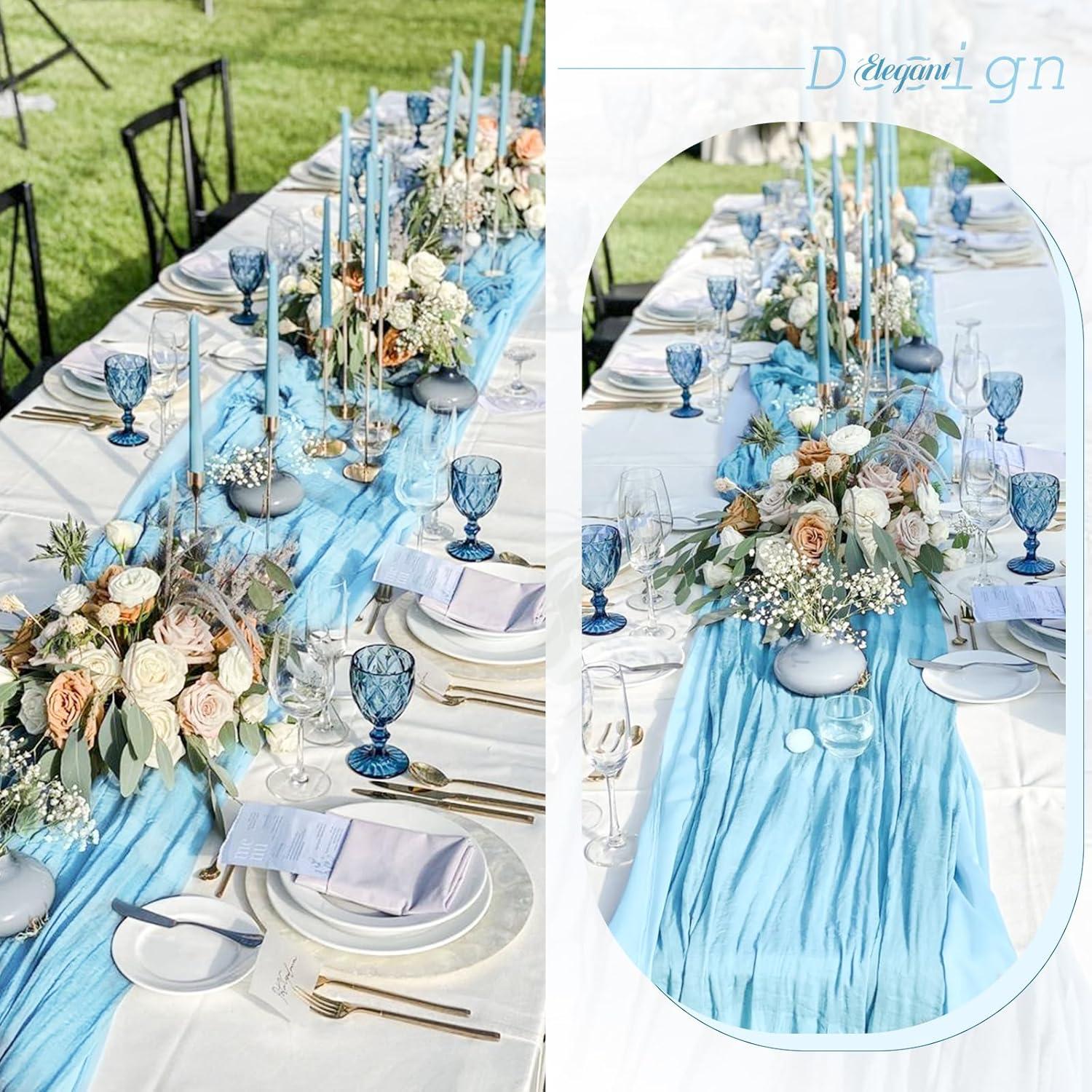 Paquete de 6 Caminos de Mesa de Gasa Azul Bebé 89x305 cm