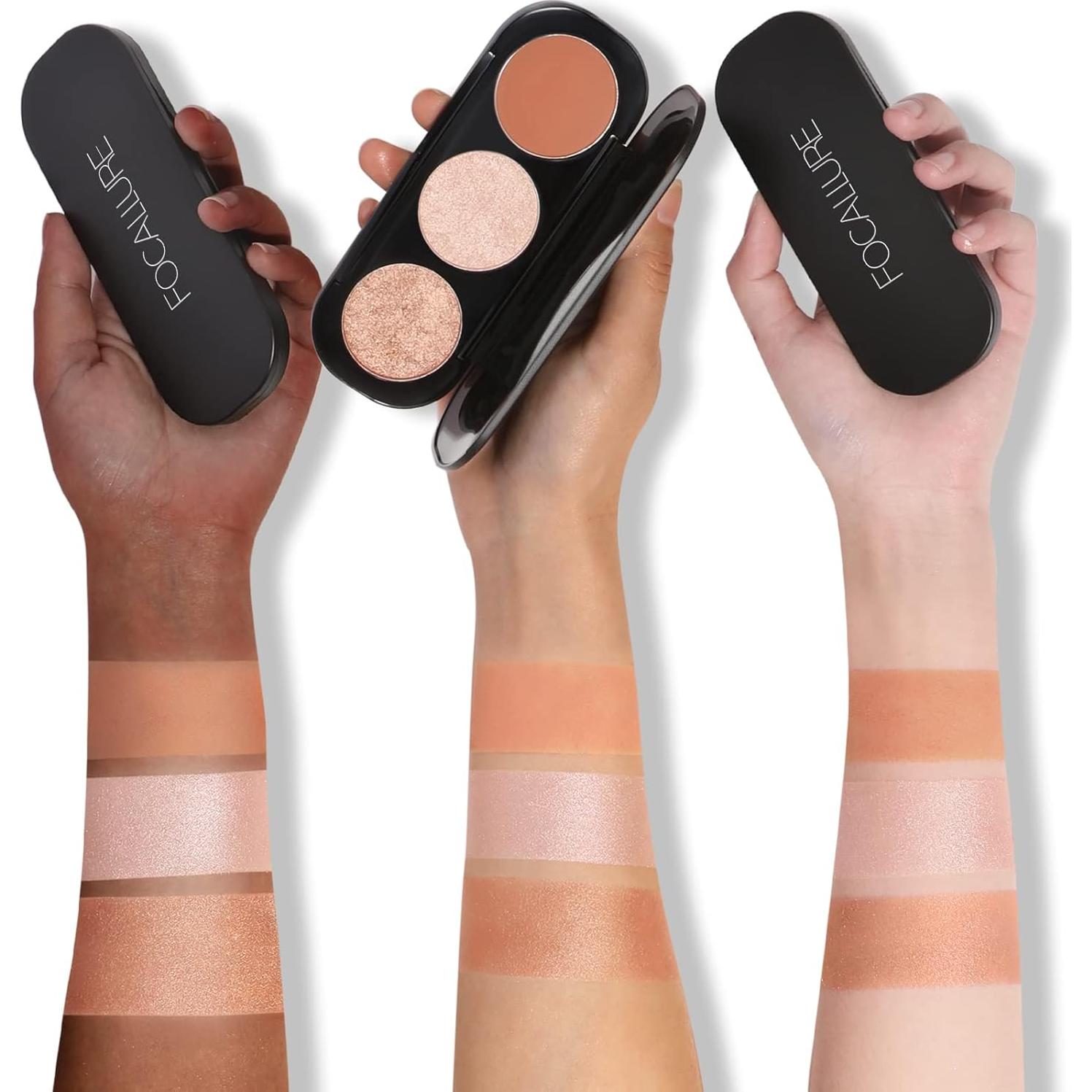 Paleta de Rubor e Iluminador FOCALLURE 3 en 1 #02 60g