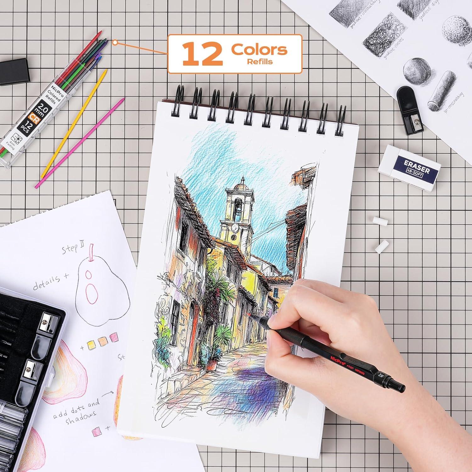 Juego de Lápices Mecánicos Nicpro 5PCS 0.3-2.0mm Metal