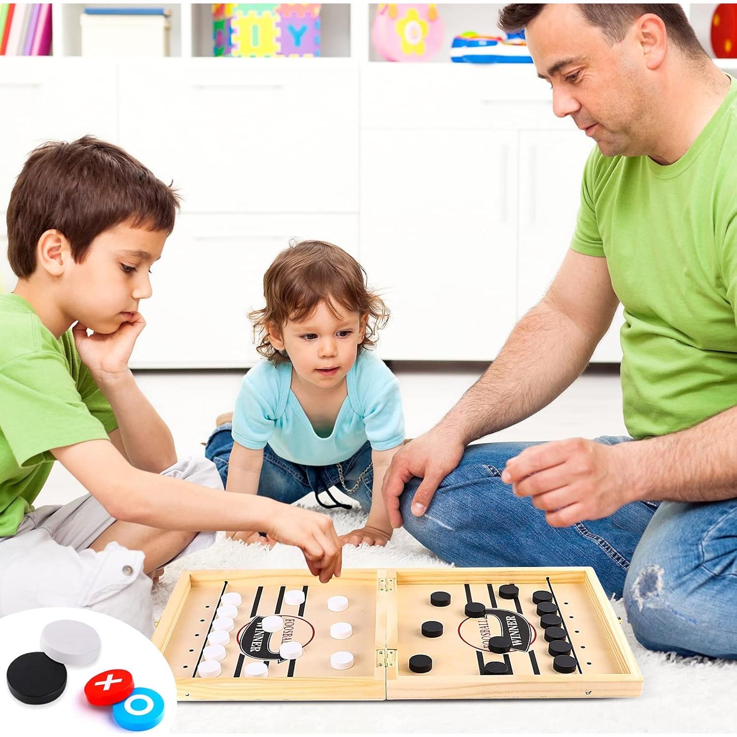 Juego de Mesa 4 en 1 Alemard - Sling Puck, Ajedrez, Damas y Tic Tac Toe