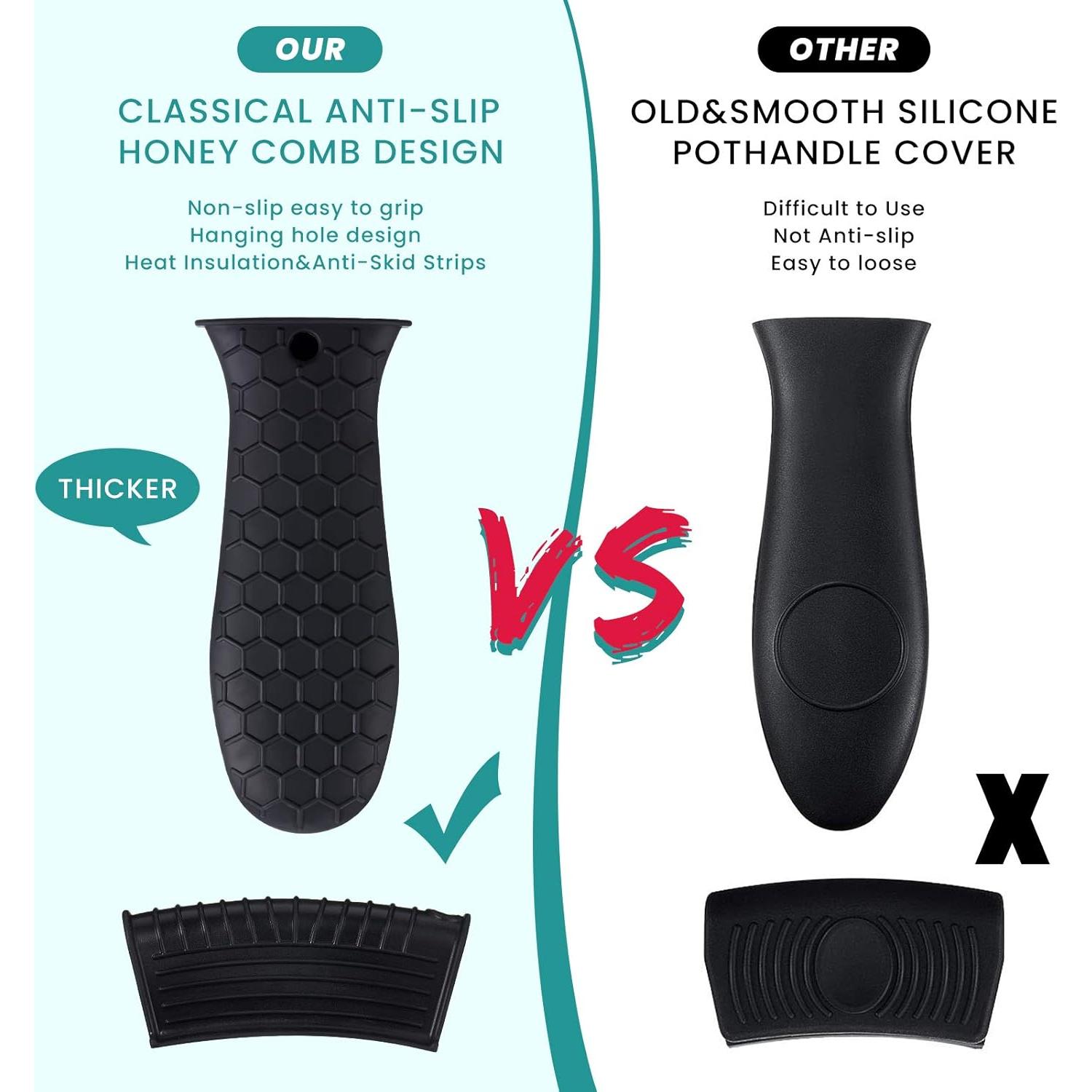 Conjunto de 8 Soportes de Silicona Patelai para Ollas - Negro