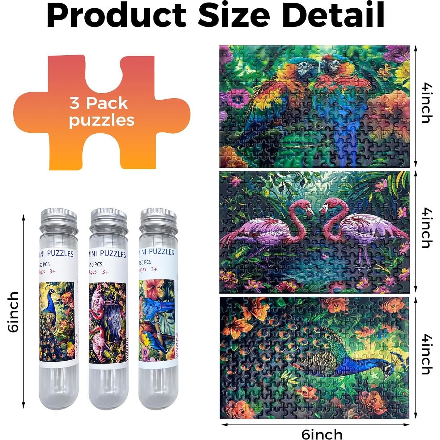 Mini Rompecabezas HENGCHI 150 Piezas Serie de Animales 15.24x10.16cm