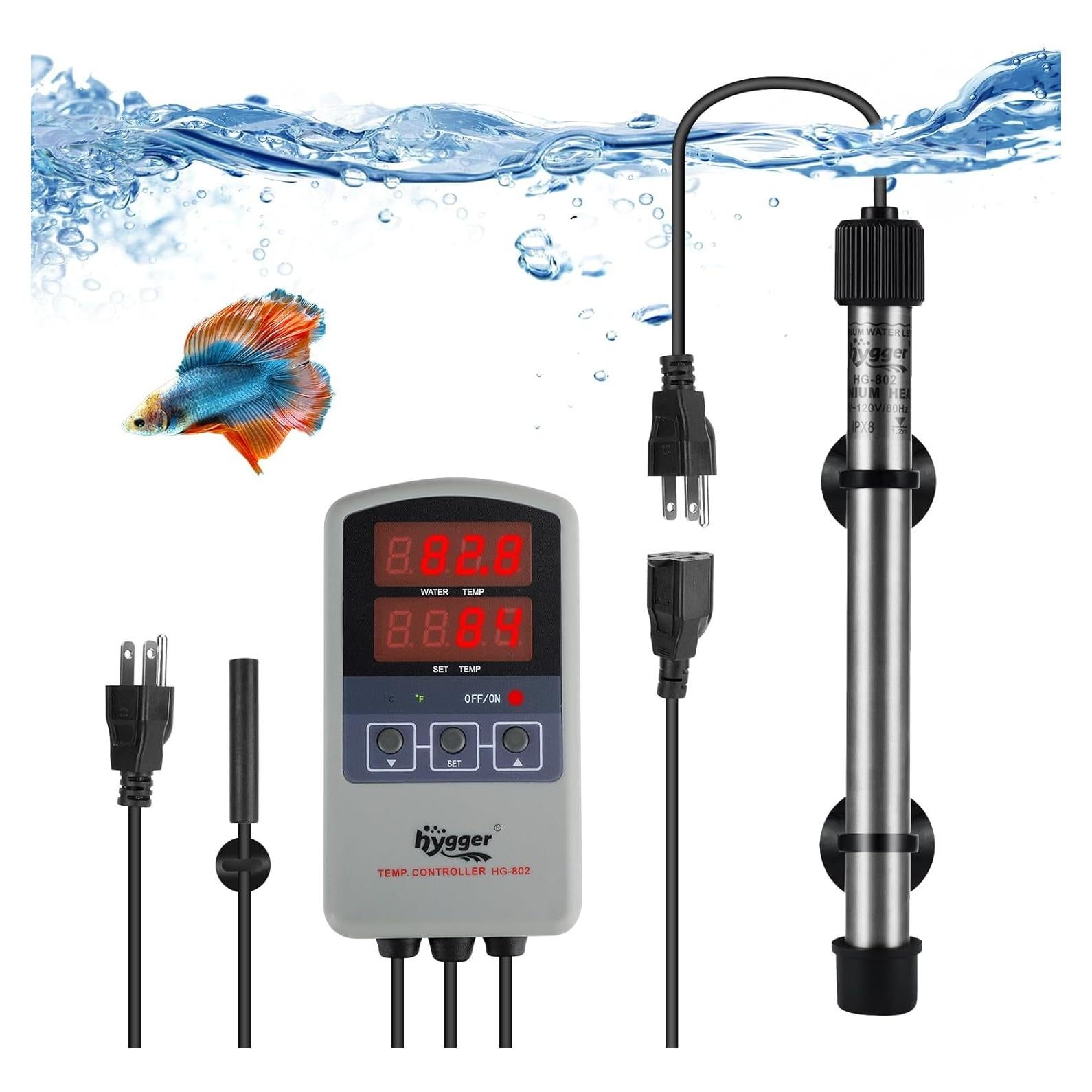 Calentador de Acuario Hygger 50W Titanio Digital 5-10 Galones