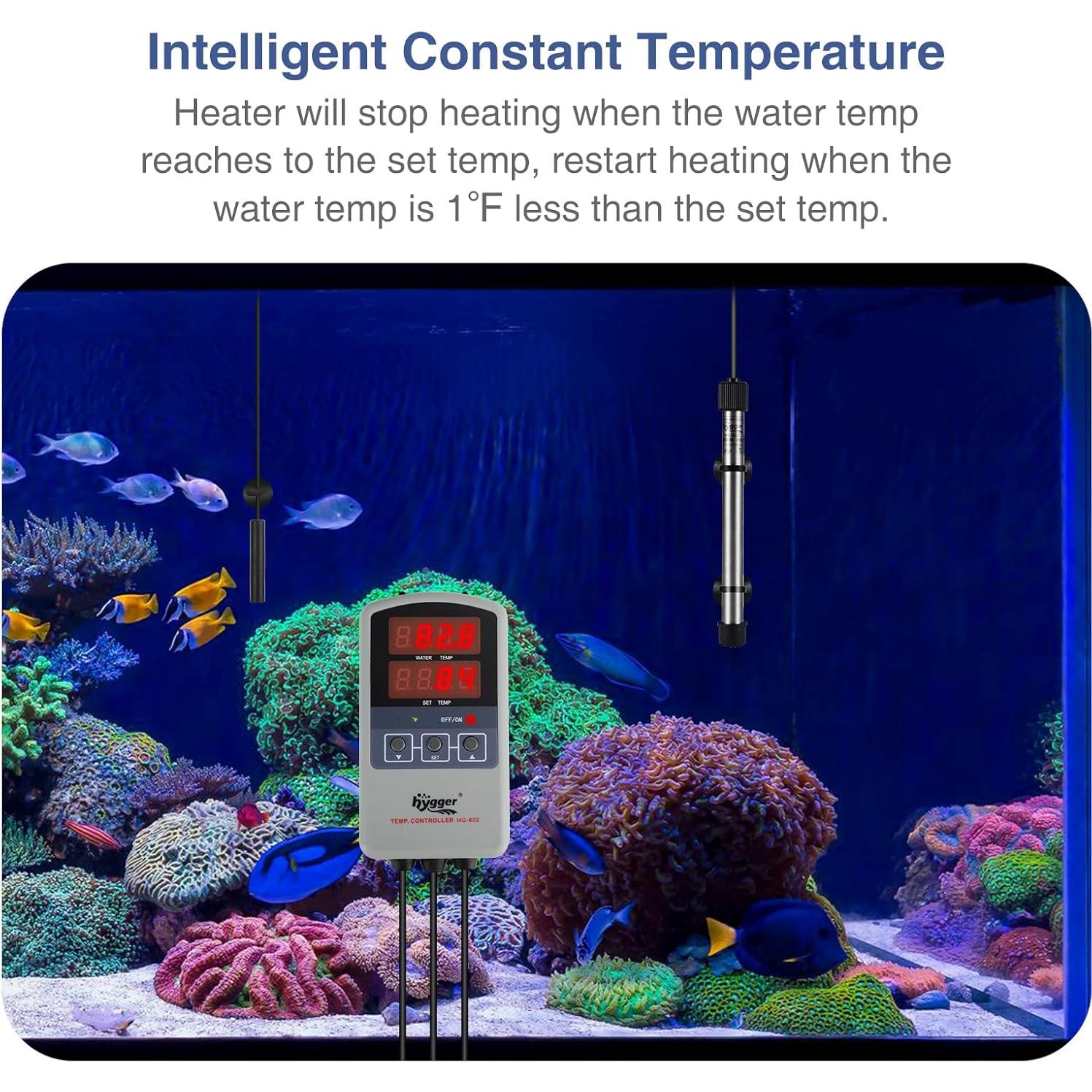 Calentador de Acuario Hygger 50W Titanio Digital 5-10 Galones