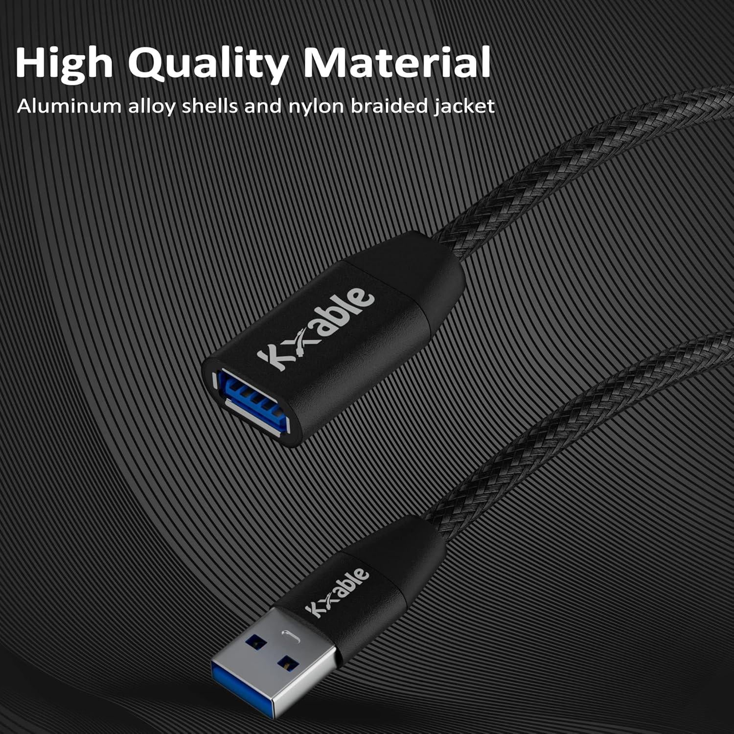 Cable de Extensión USB 3.0 Kxable 30cm (2 Paquete) Trenzado