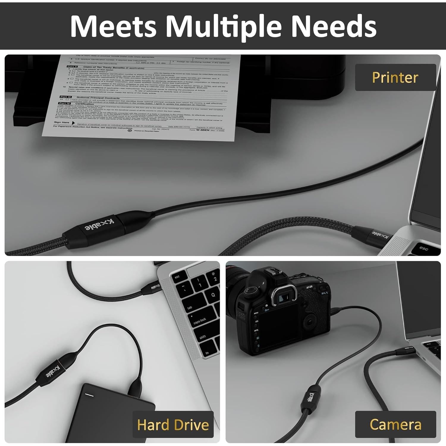 Cable de Extensión USB 3.0 Kxable 30cm (2 Paquete) Trenzado