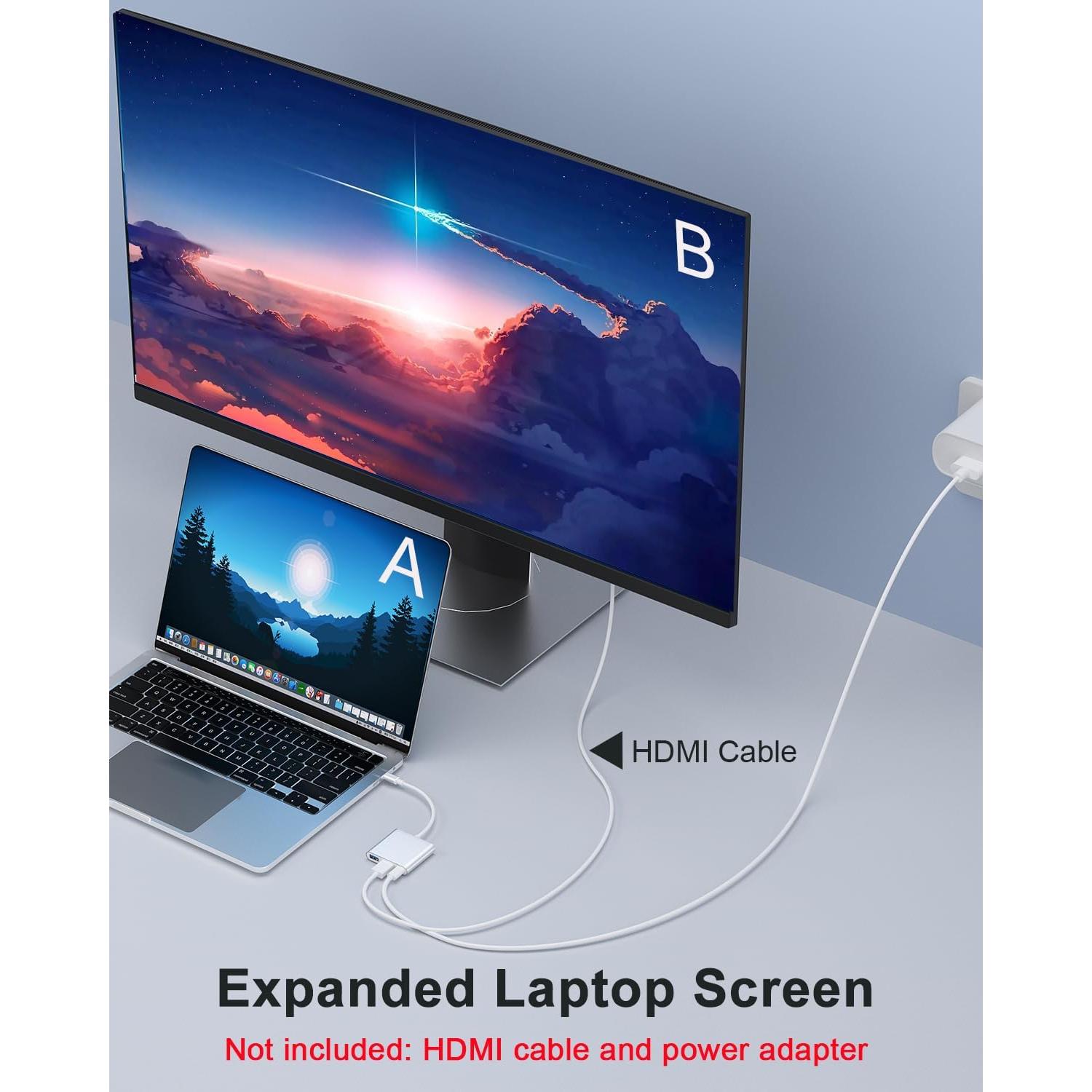 Adaptador HDMI USB C Lecnvuo para iPhone 15/16 - Carga Rápida 100W