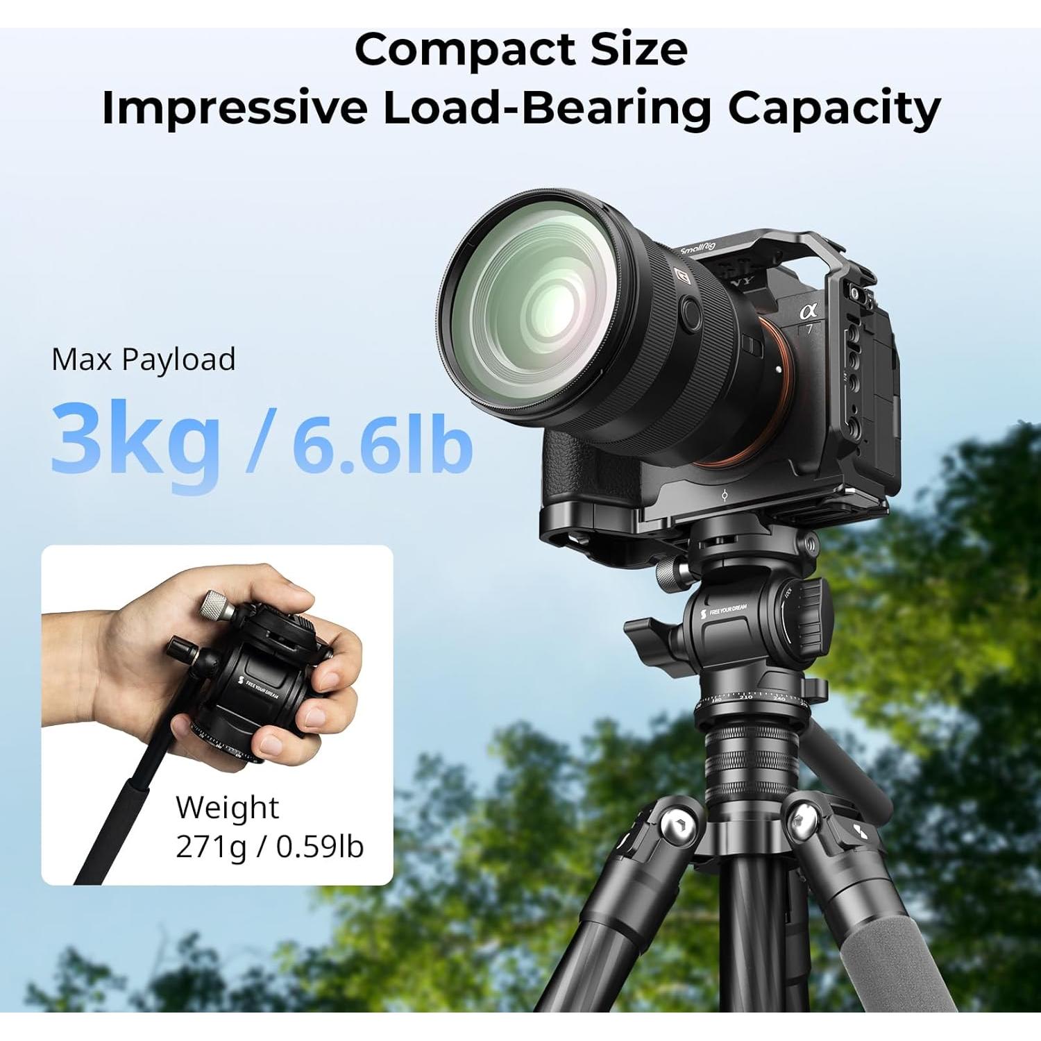 Cabezal de video SmallRig CH3 fluido 3kg con placa rápida