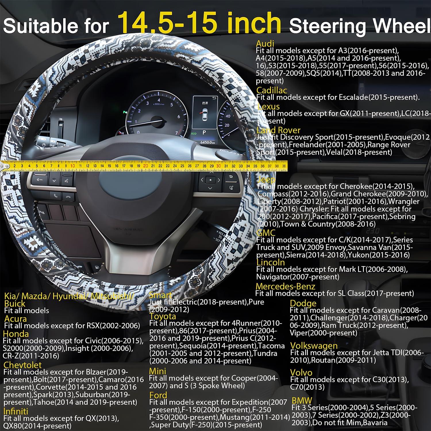 Cubierta de Volante Boho Muamos 37-38 cm Antideslizante Negro