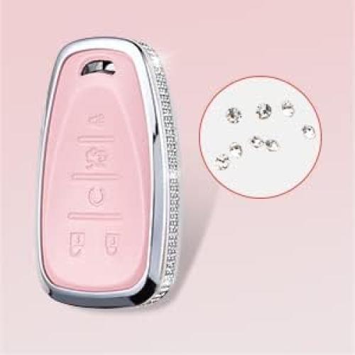 Funda de Llave de Cuero Rosa para Chevy Chevrolet 2017-2021