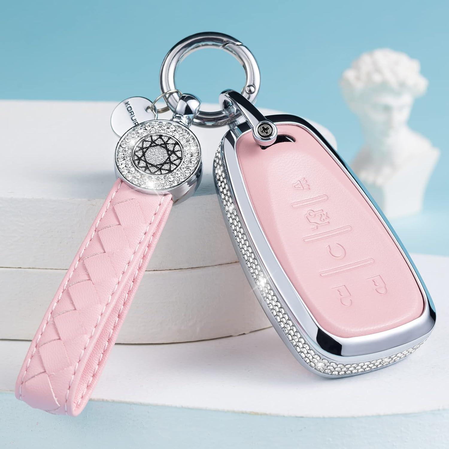 Funda de Llave de Cuero Rosa para Chevy Chevrolet 2017-2021