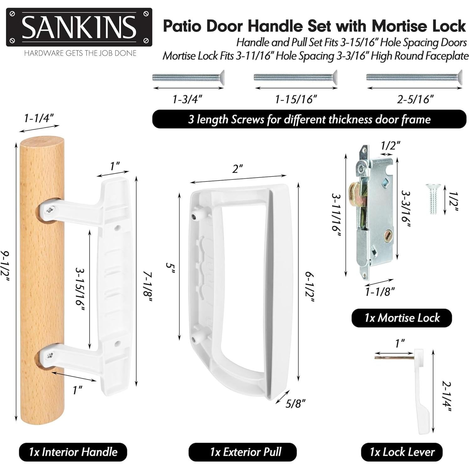 Juego de Manijas para Puerta Corrediza SANKINS con Cerradura Blanca