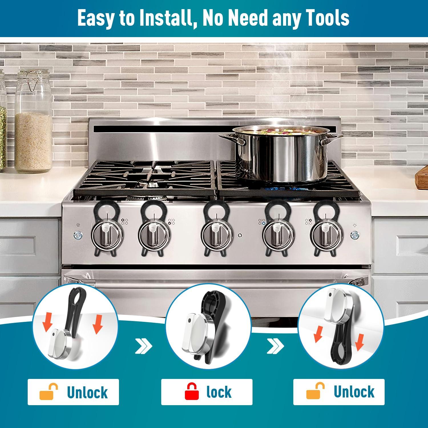 Bloqueo de Perilla de Estufa Seguridad Infantil 5 Pzas Negro