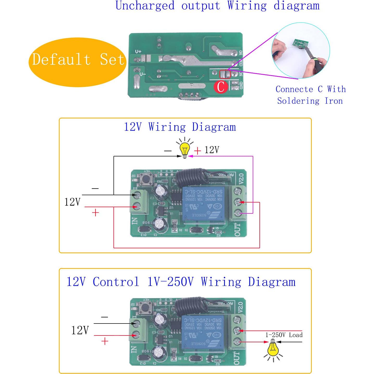 Relé Inalámbrico 12V 10A Mangood Control Remoto 433MHz