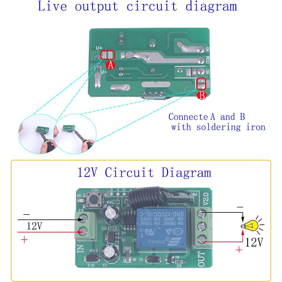 Relé Inalámbrico 12V 10A Mangood Control Remoto 433MHz