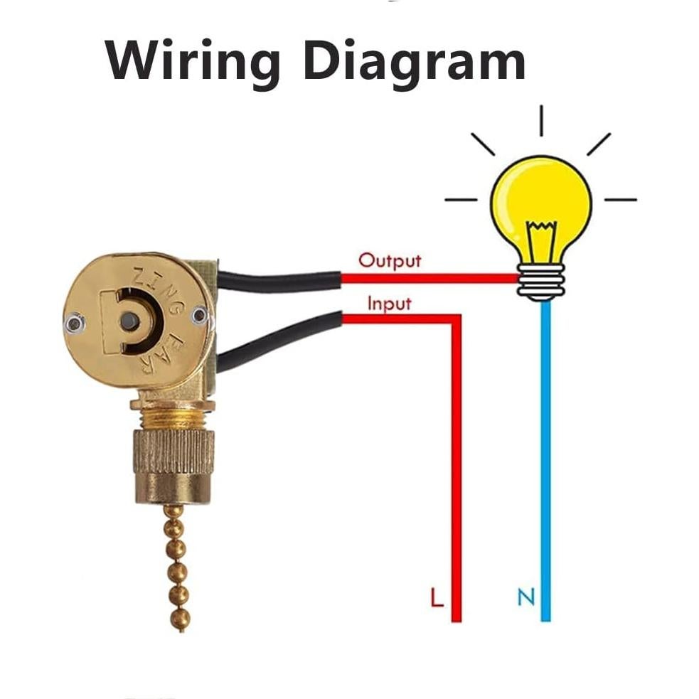 Interruptor de Luz de Ventilador de Techo ZE-109M 2 Cables Latón