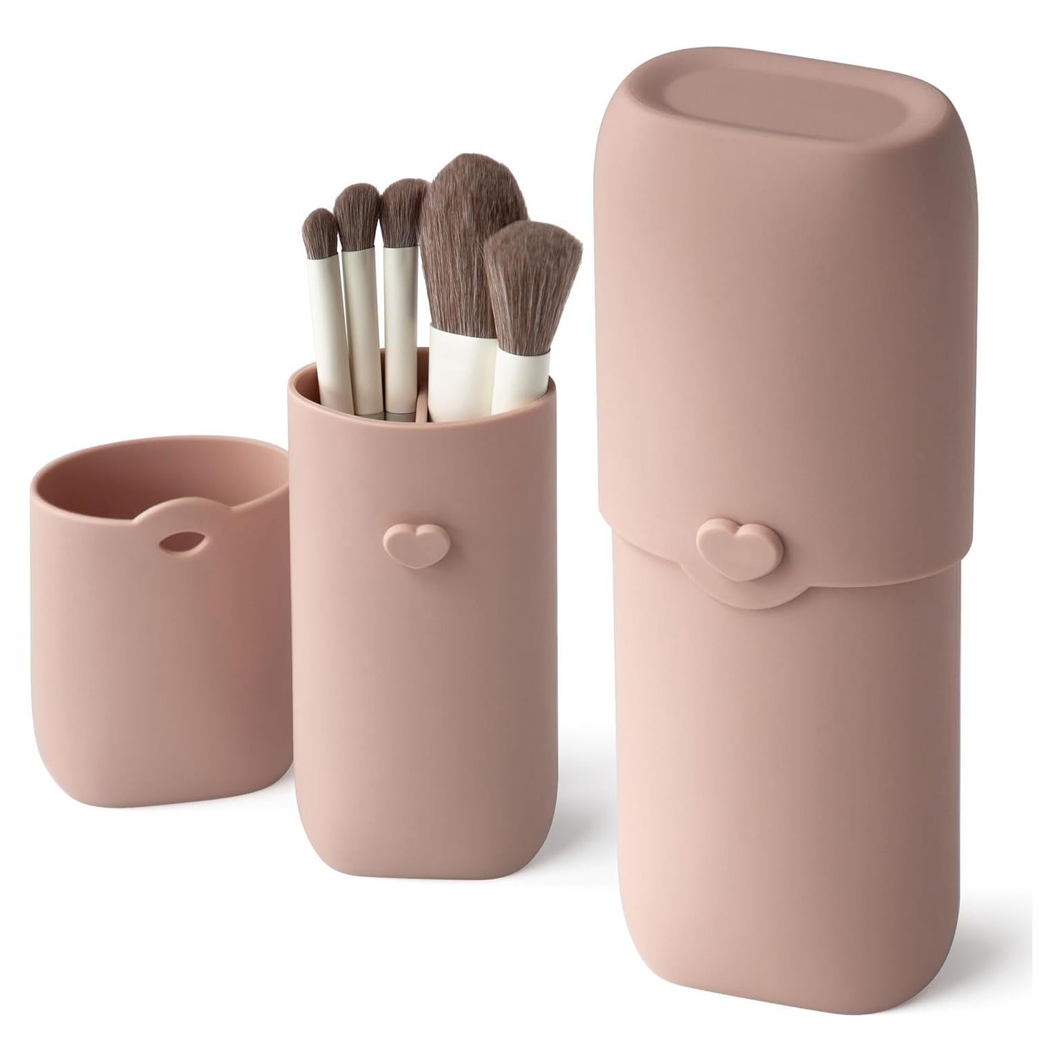 Soporte de Brochas de Maquillaje Zoka Rosa - Estuche Impermeable