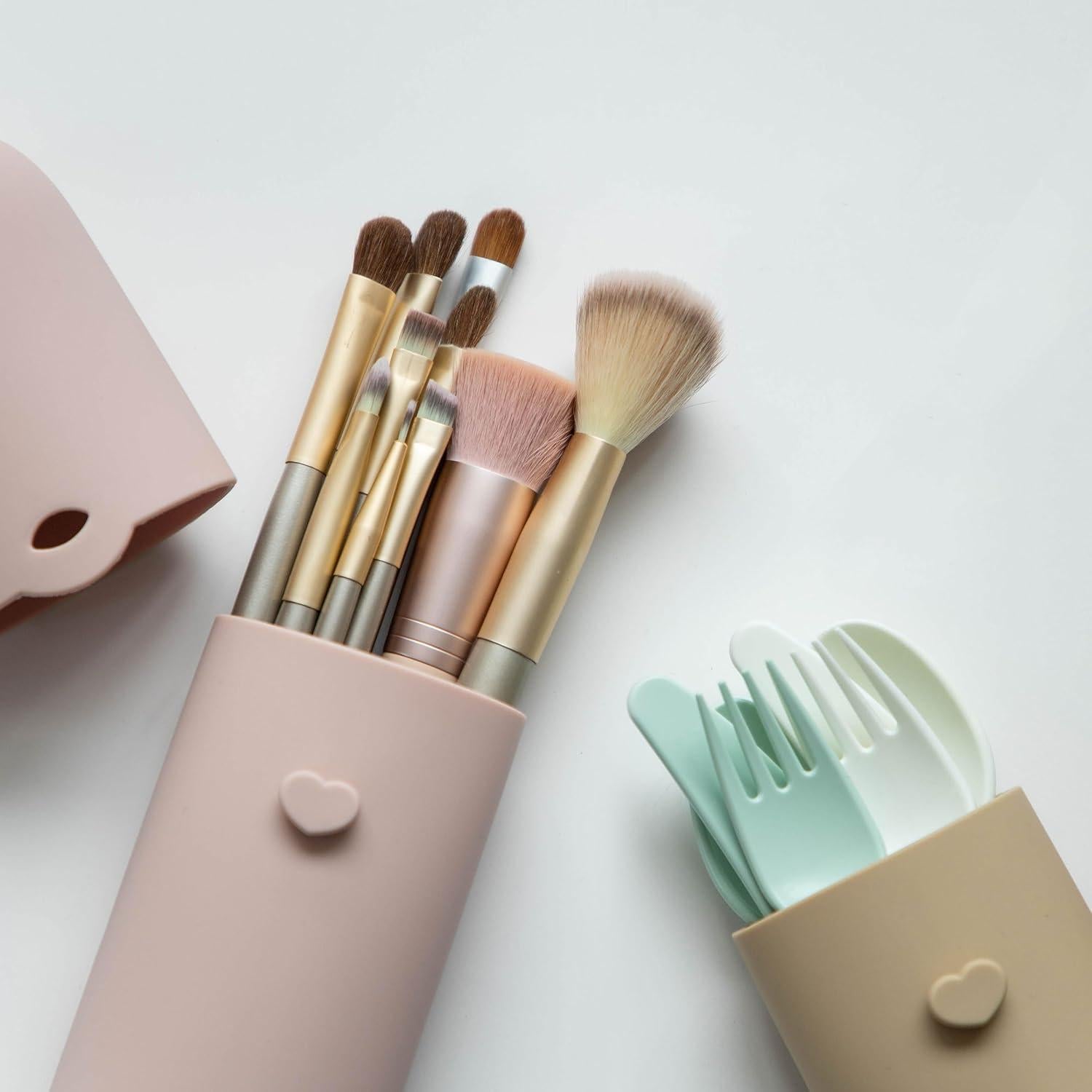 Soporte de Brochas de Maquillaje Zoka Rosa - Estuche Impermeable