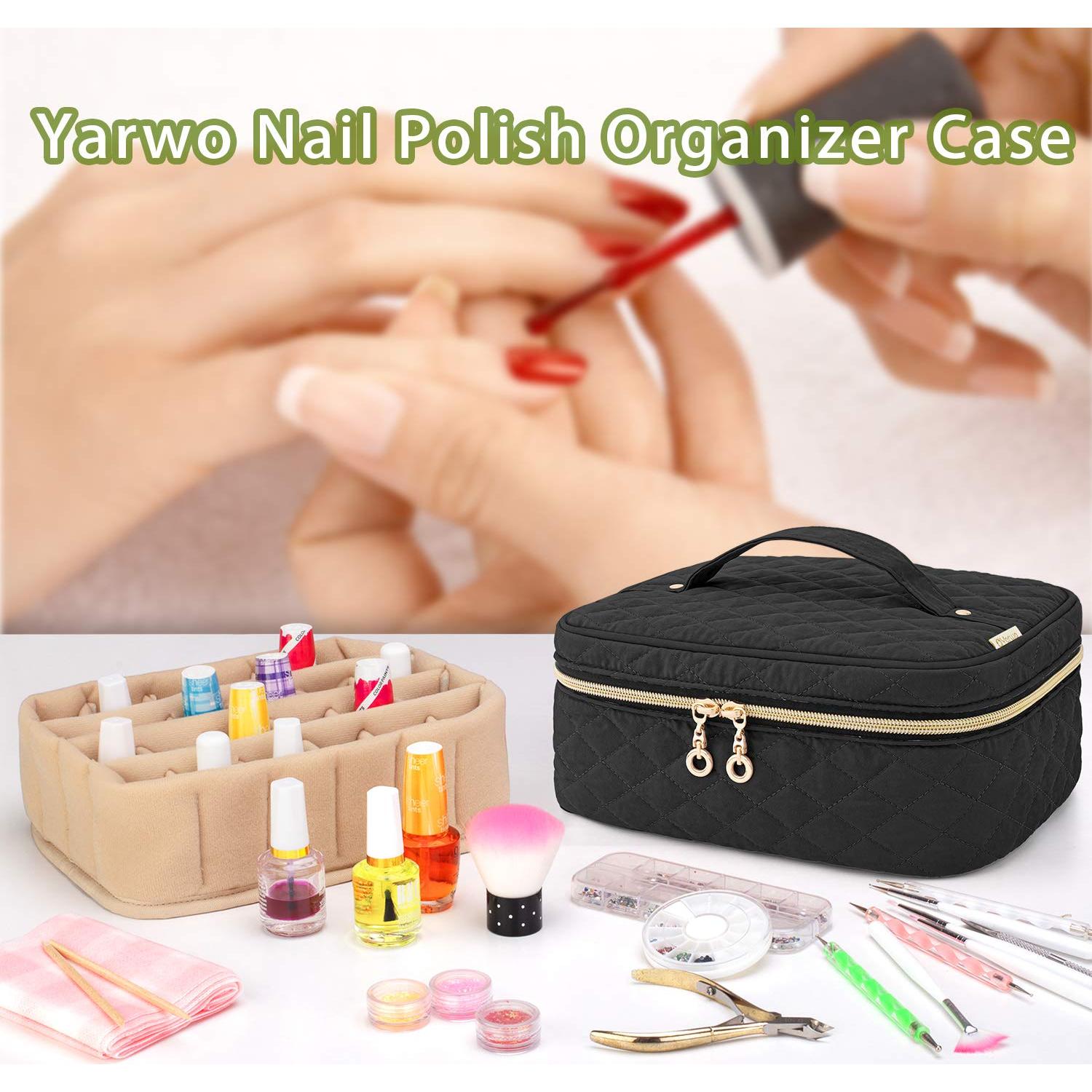 Bolsa de Transporte para Esmalte de Uñas YARWO 24 Botellas 15ml Negro