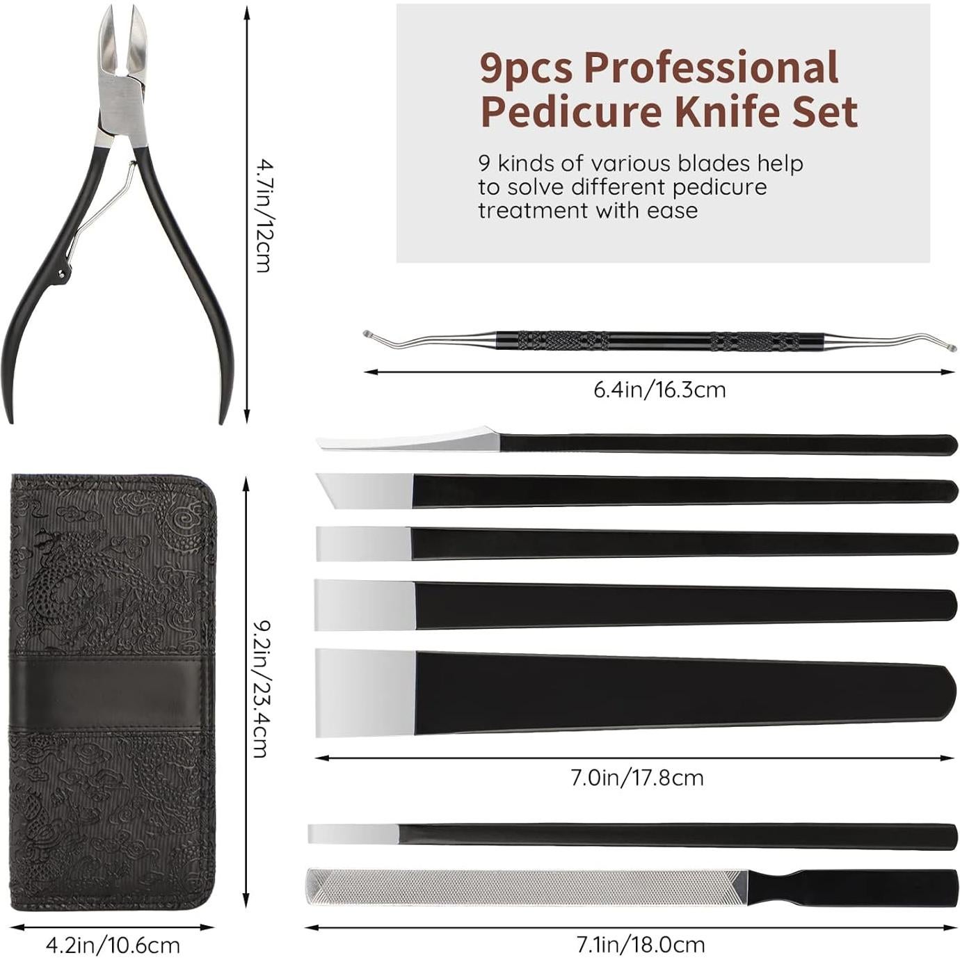 Set de Cuchillos para Pedicura Segbeauty - 9 Piezas de Acero