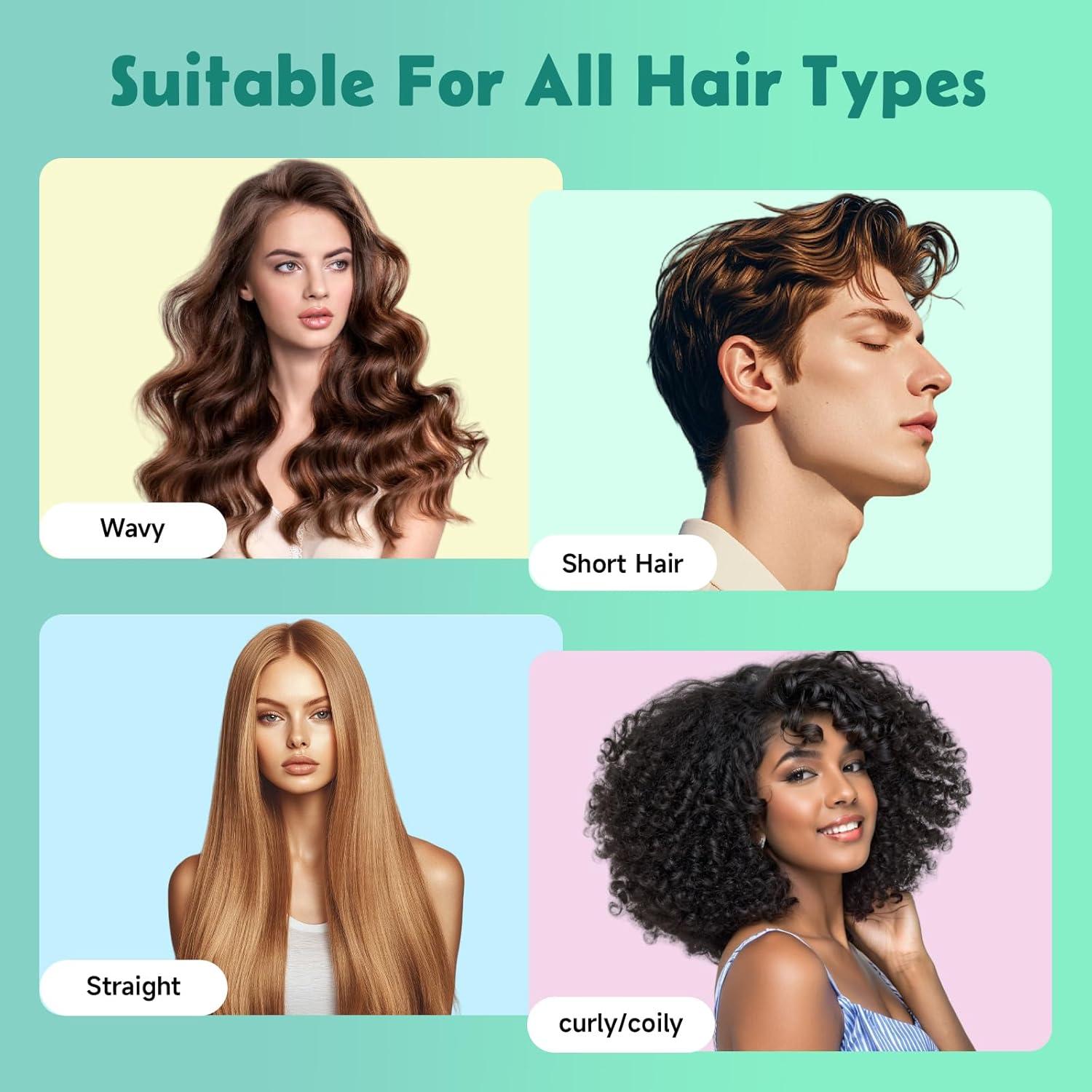 Cepillo de Cabello Rizado Sirena ZNONOX Verde - Volumen y Definición