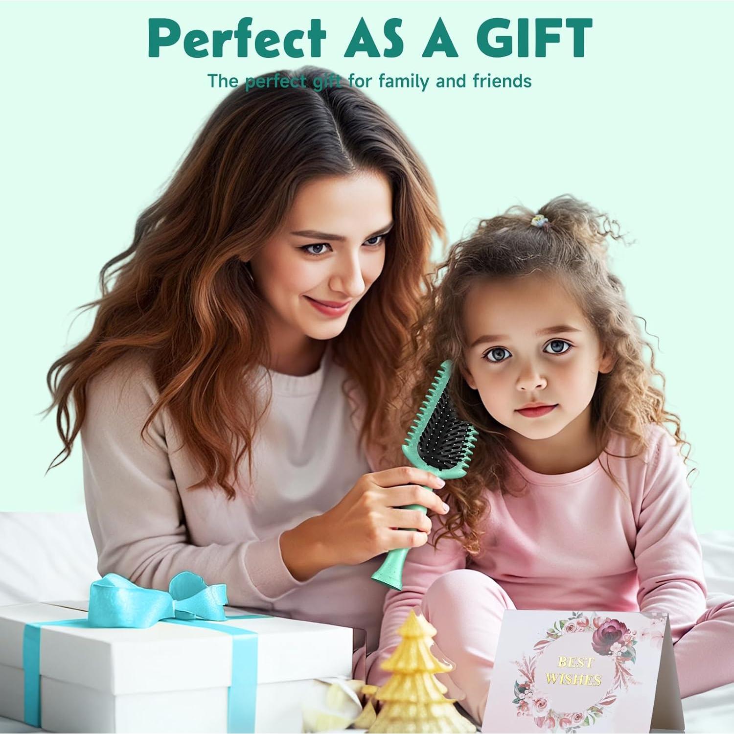 Cepillo de Cabello Rizado Sirena ZNONOX Verde - Volumen y Definición