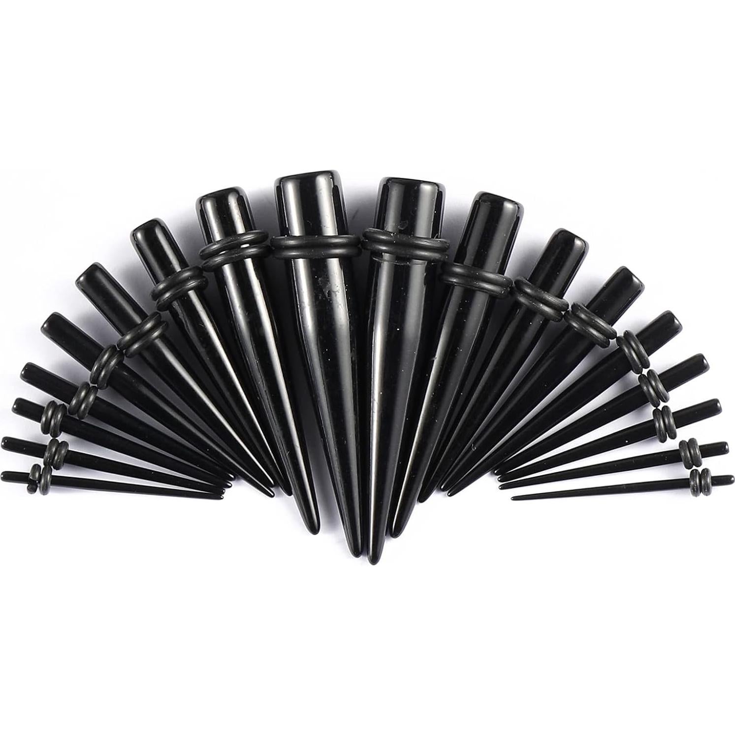 Kit de Estiramiento de Oídos Memsion 46 Piezas Acrílico Negro