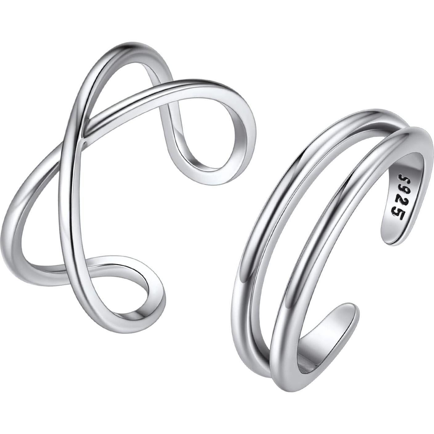 Anillos de Dedo Ajustables Prosilver de Plata Esterlina 925