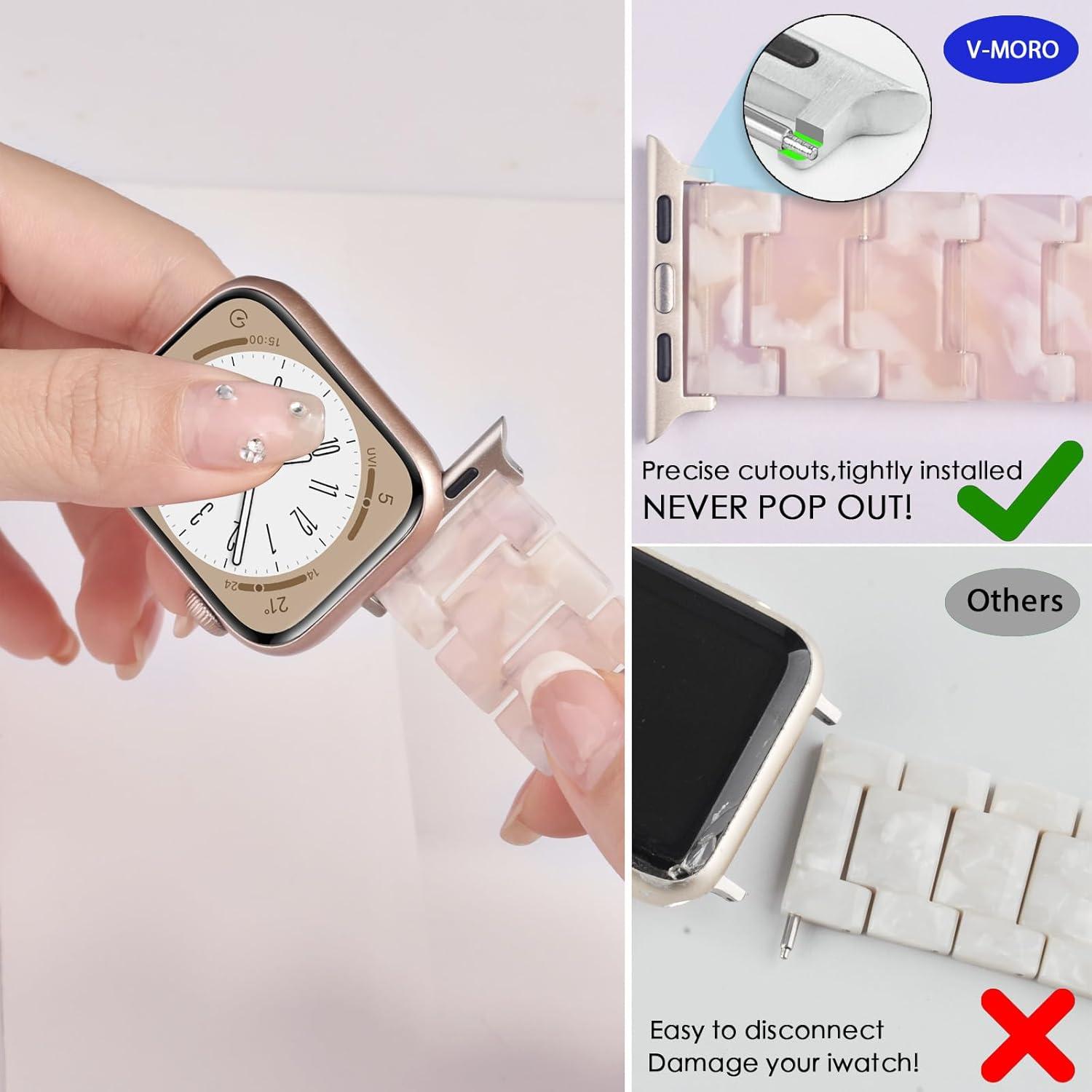 Correa de Resina V-MORO para Apple Watch 38-42mm Rosa Floral