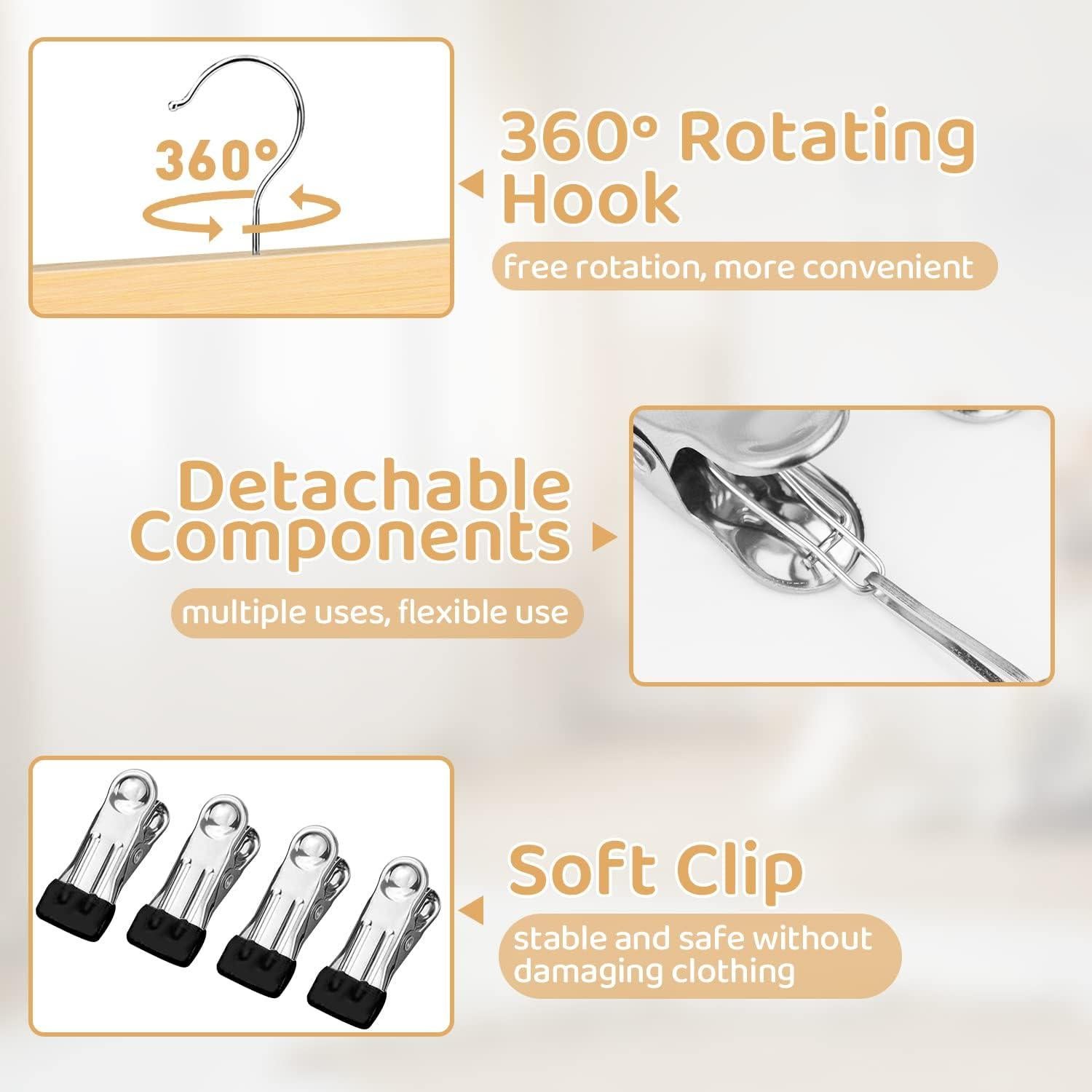 Percha Multifuncional de Madera LMSAWK 10 Clips 36.1x19.8cm