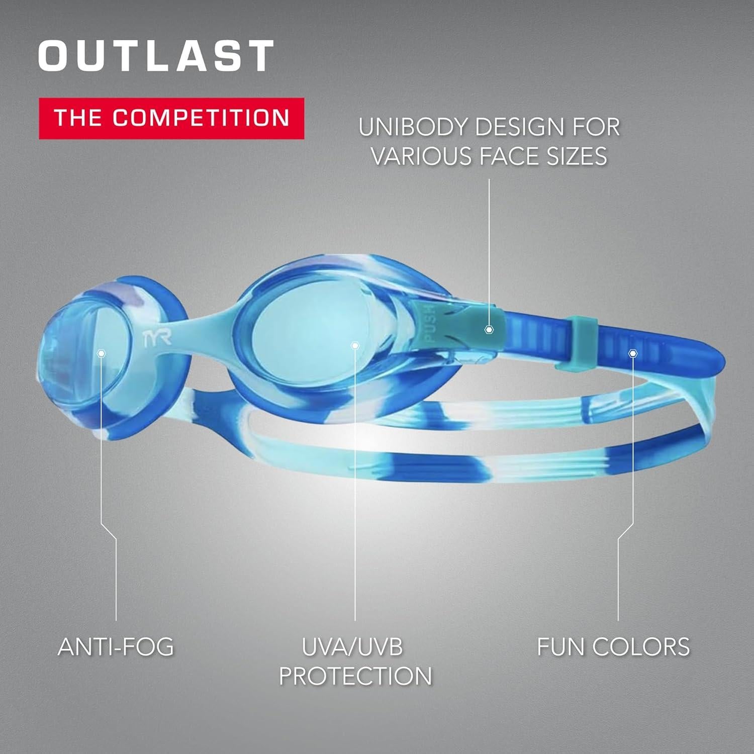 Gafas de natación TYR Swimple para niños 3-12 años