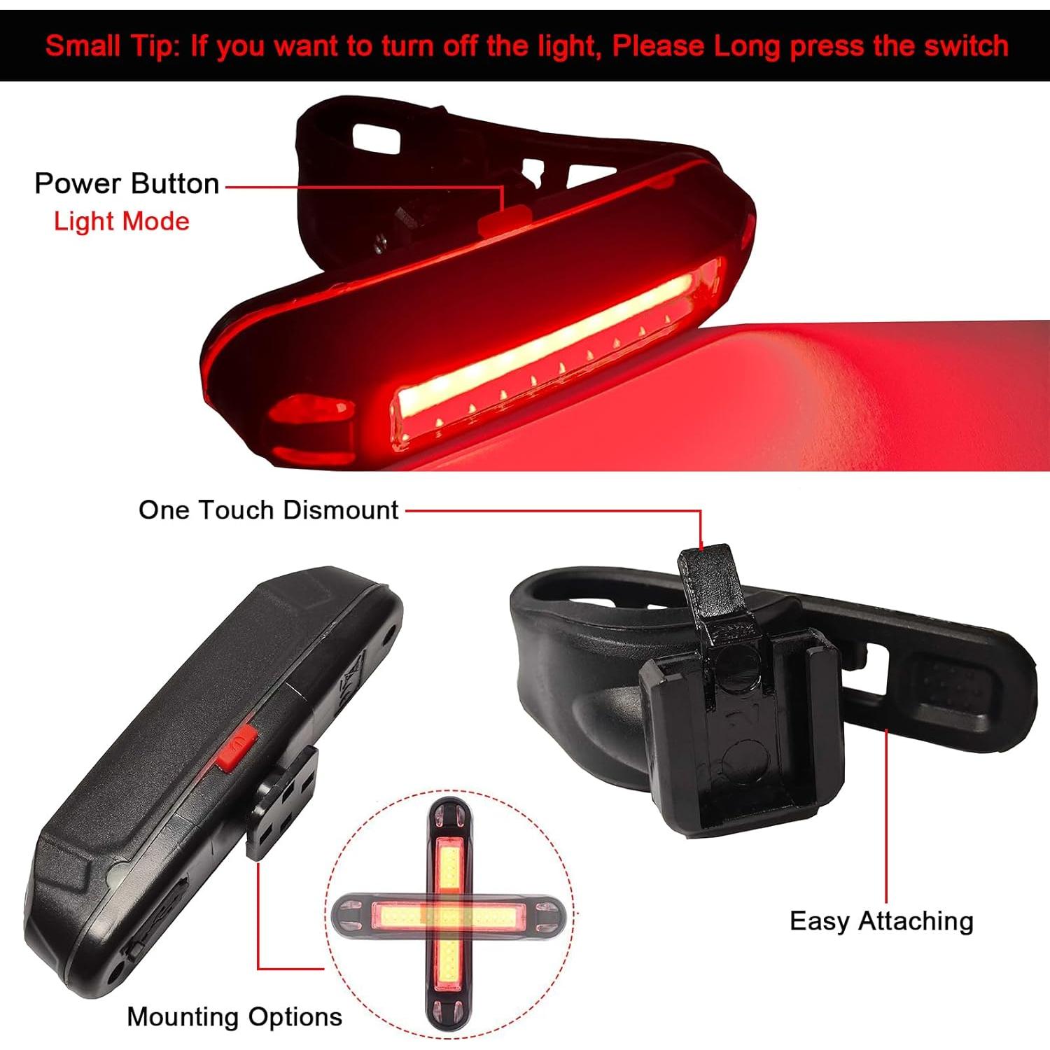 Luz Trasera de Bicicleta LED YUERWOVER Recargable USB 100 Lúmenes