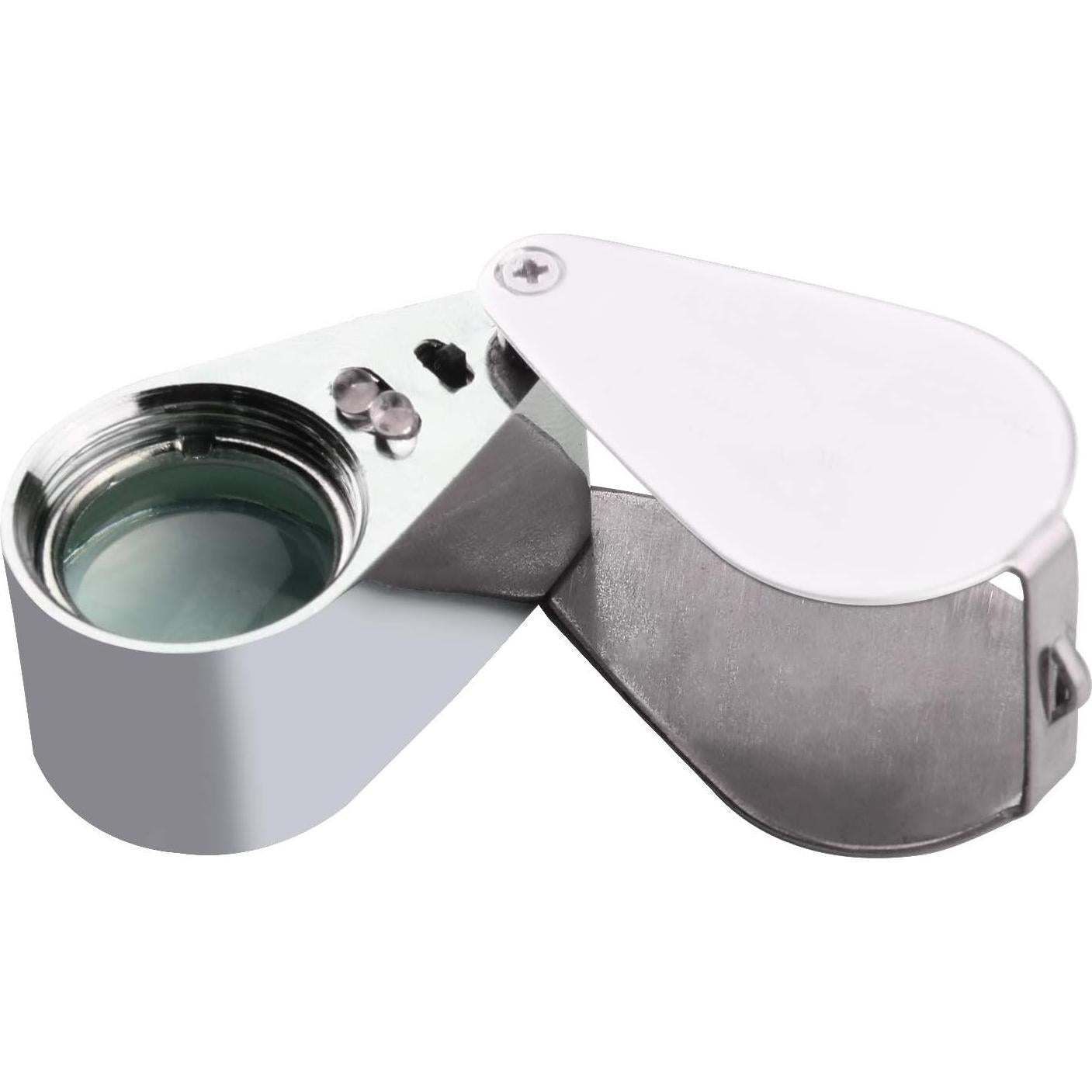 Lupa Beileshi 30x con LED, metálica y óptica, estuche