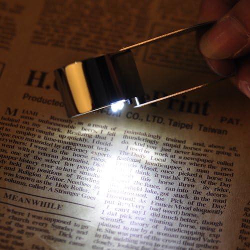 Lupa Beileshi 30x con LED, metálica y óptica, estuche