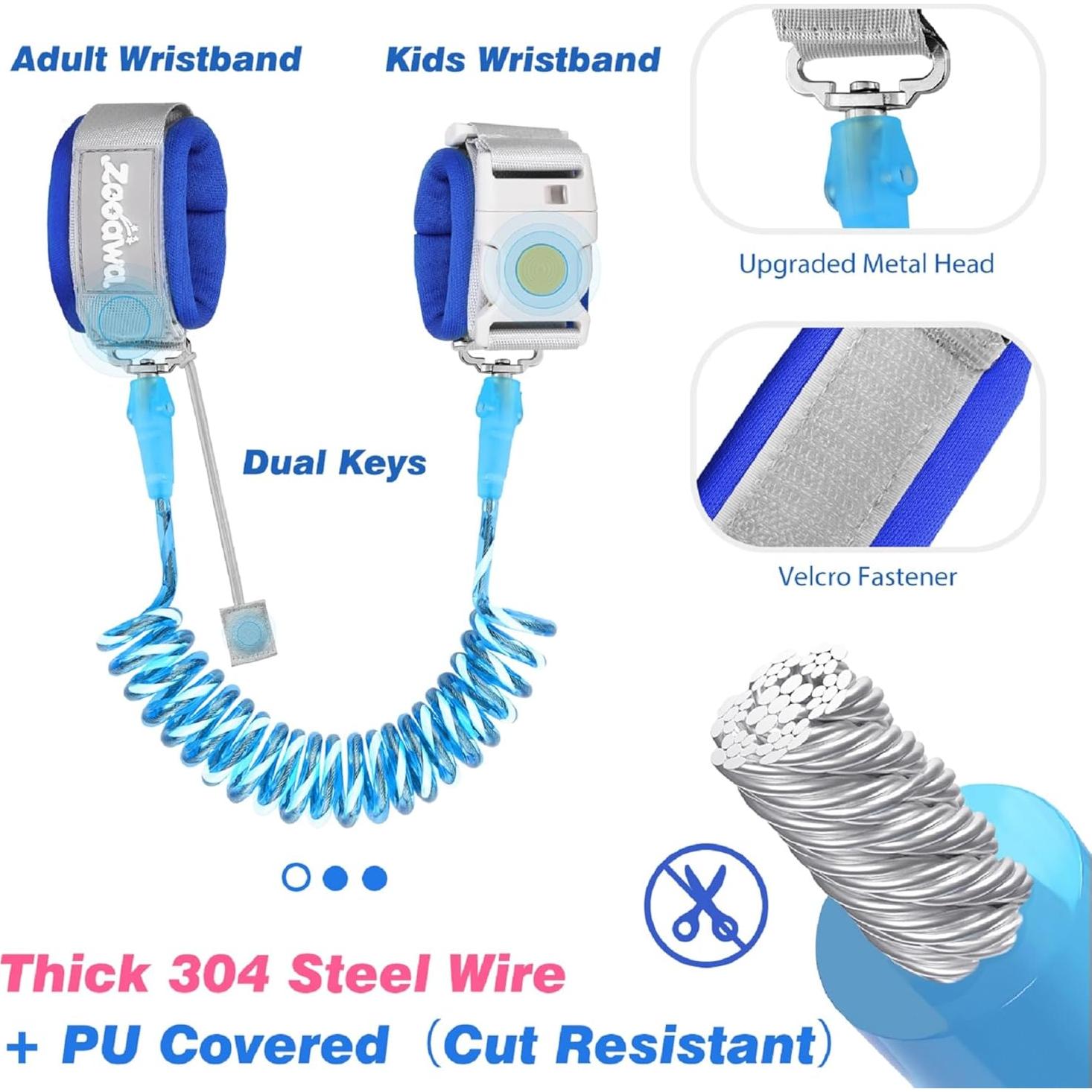 Arnés Antipérdida para Niños Zooawa, Correa Ajustable Azul