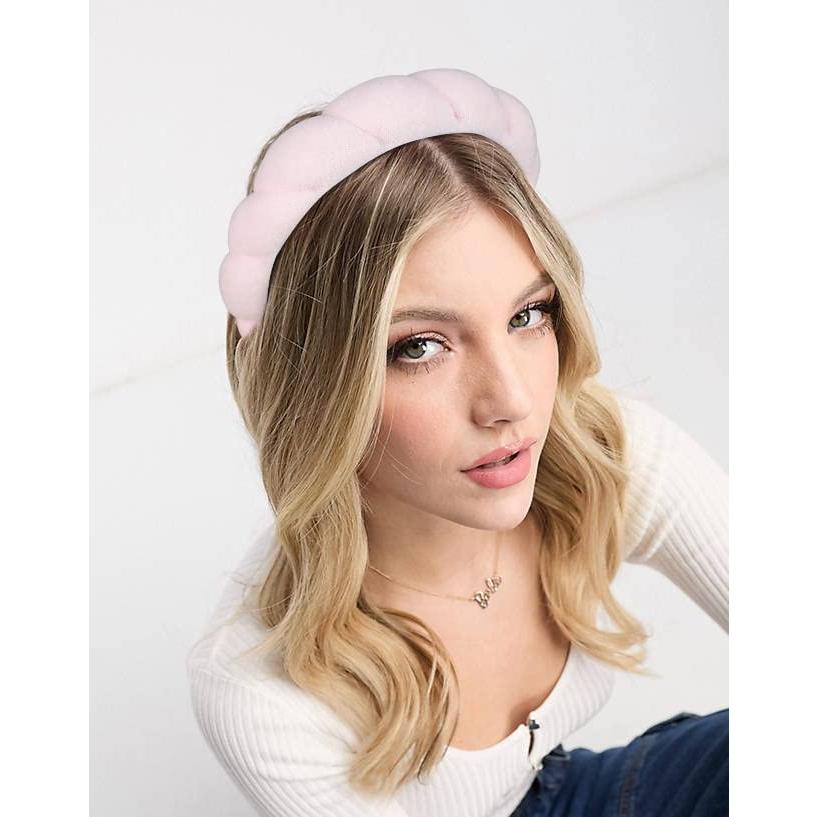 WOVOWOVO Spa Headbands for Women, Non-Slip Soft Solid Thick Wide Solid Color Girls Hair Hoop Velvet Braided Headband's Cute Hair Accessories (Pink)