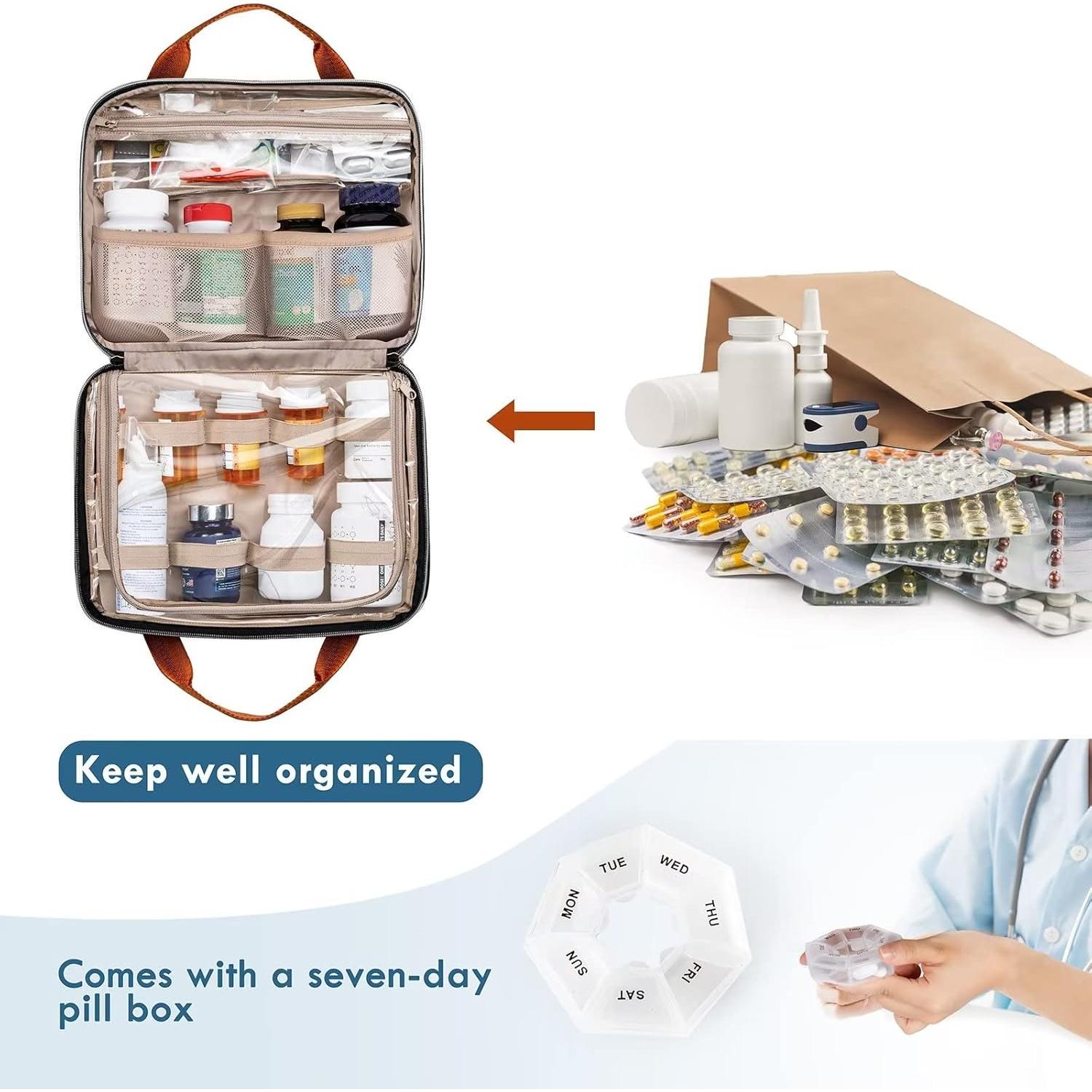 Bolsa de Medicamentos BAGSFY para Viajar, Organizador Grande